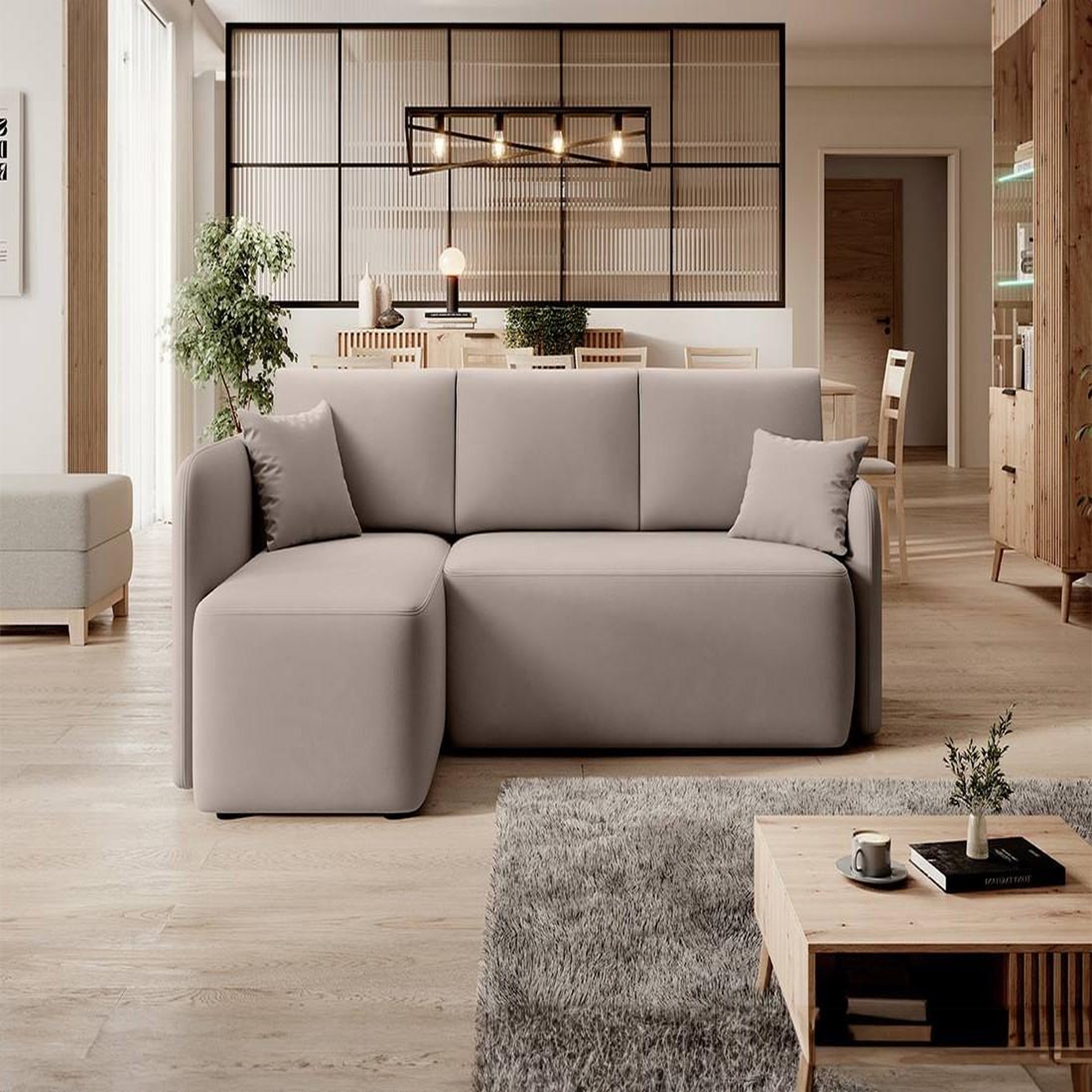 Voir la diapositive 1 : BEST MOBILIER Suzie - canapé d'angle gauche 4 places convertible avec coffre en velours