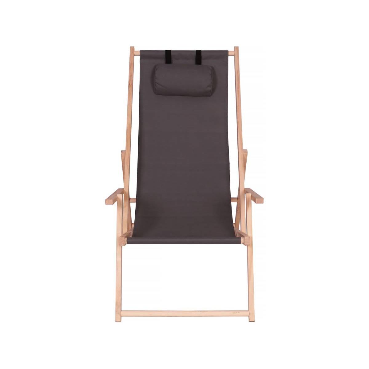 Habitat et Jardin Lot de 2 transat en bois  Chilienne  avec accoudoir - 107 x 56.5 x 81 cm - Gris Foncé