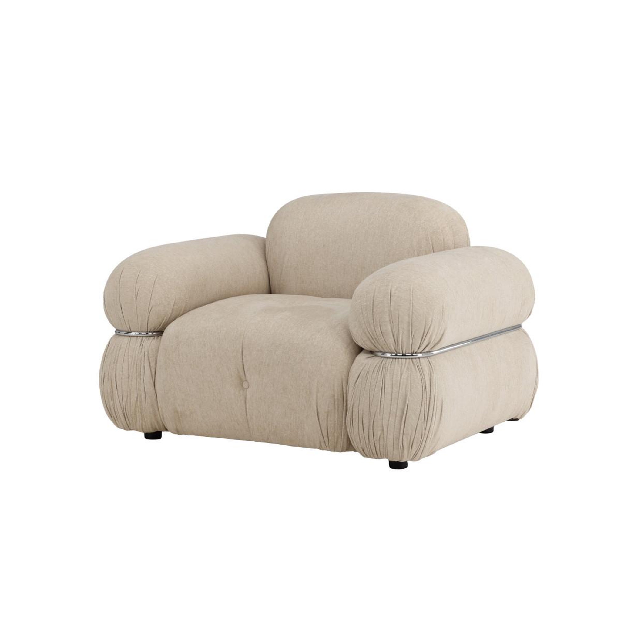 Voir la diapositive 3 : Paris Prix Fauteuil capitonné design  mika  120cm beige