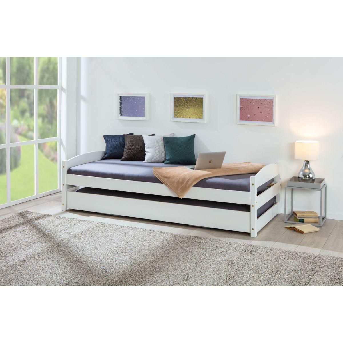 Lit Gigogne 3 en 1 avec tiroir relevable 90x200cm ELIOT