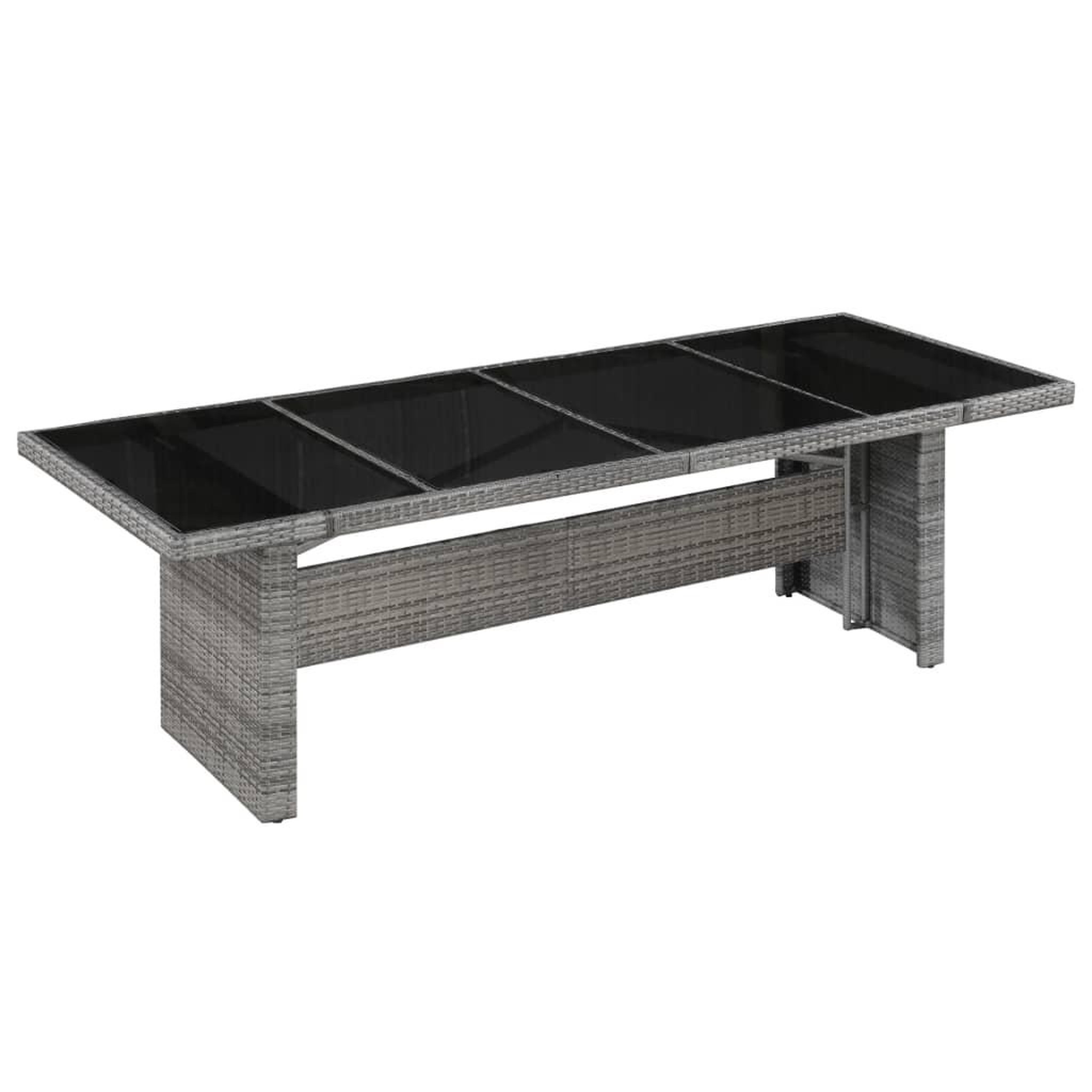 Voir la diapositive 1 : VIDAXL Table de jardin 240x90x74 cm Resine tressee et verre