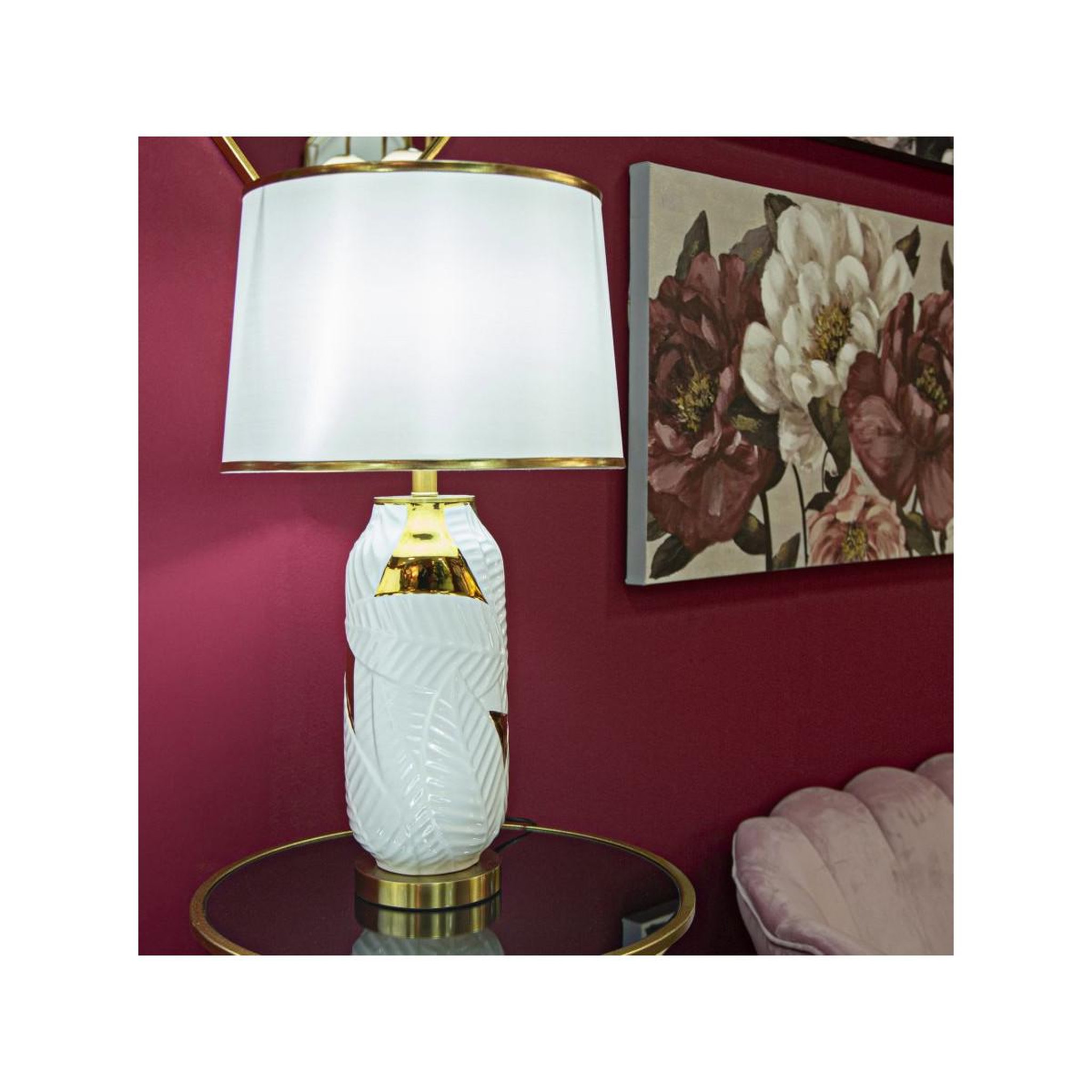 Voir la diapositive 5 : Paris Prix Lampe à poser en céramique  camille  70cm blanc