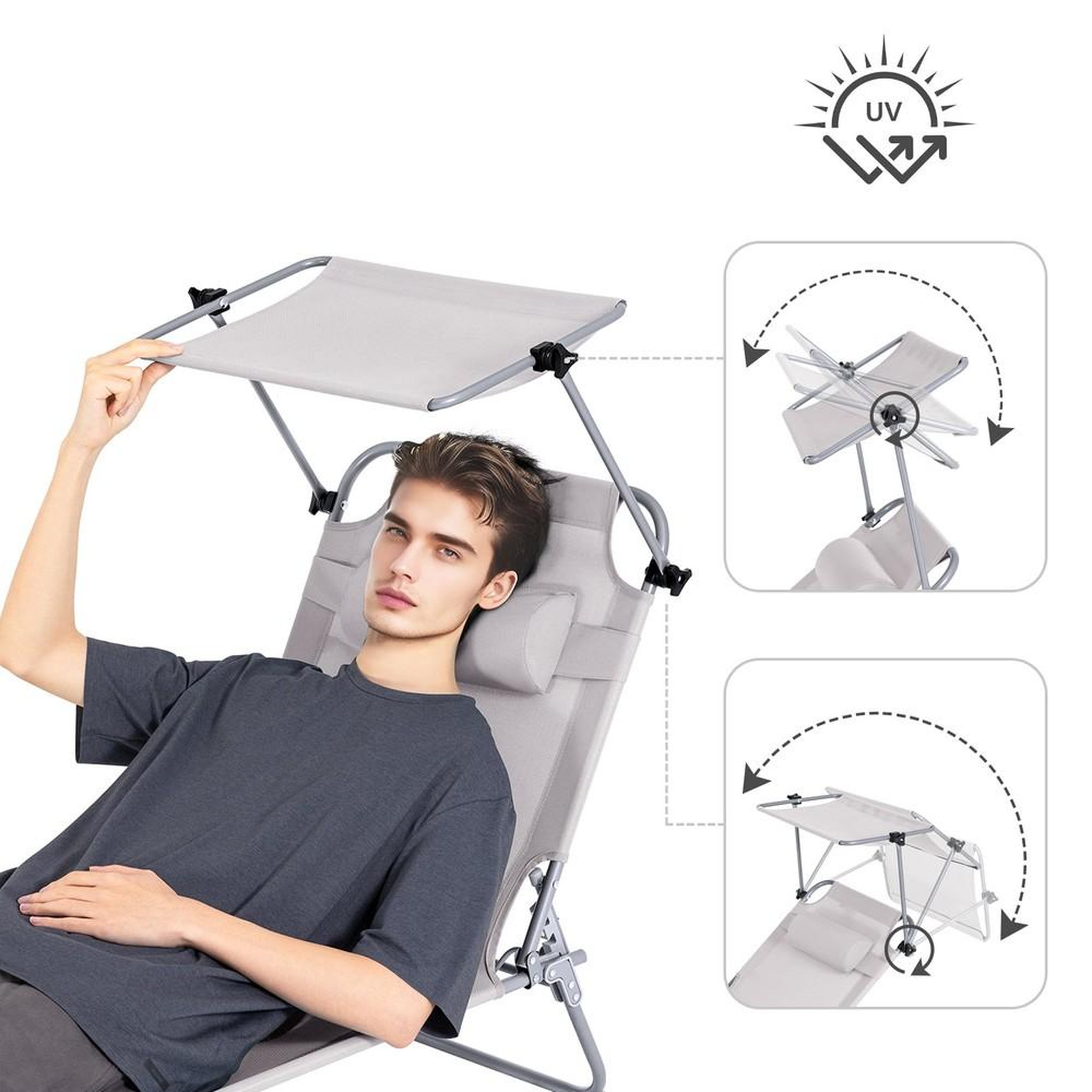 Voir la diapositive 5 : SOBUY SoBuy - Chaise Longue Réglable Pare-Soleil - Fonctionnel - OGS48