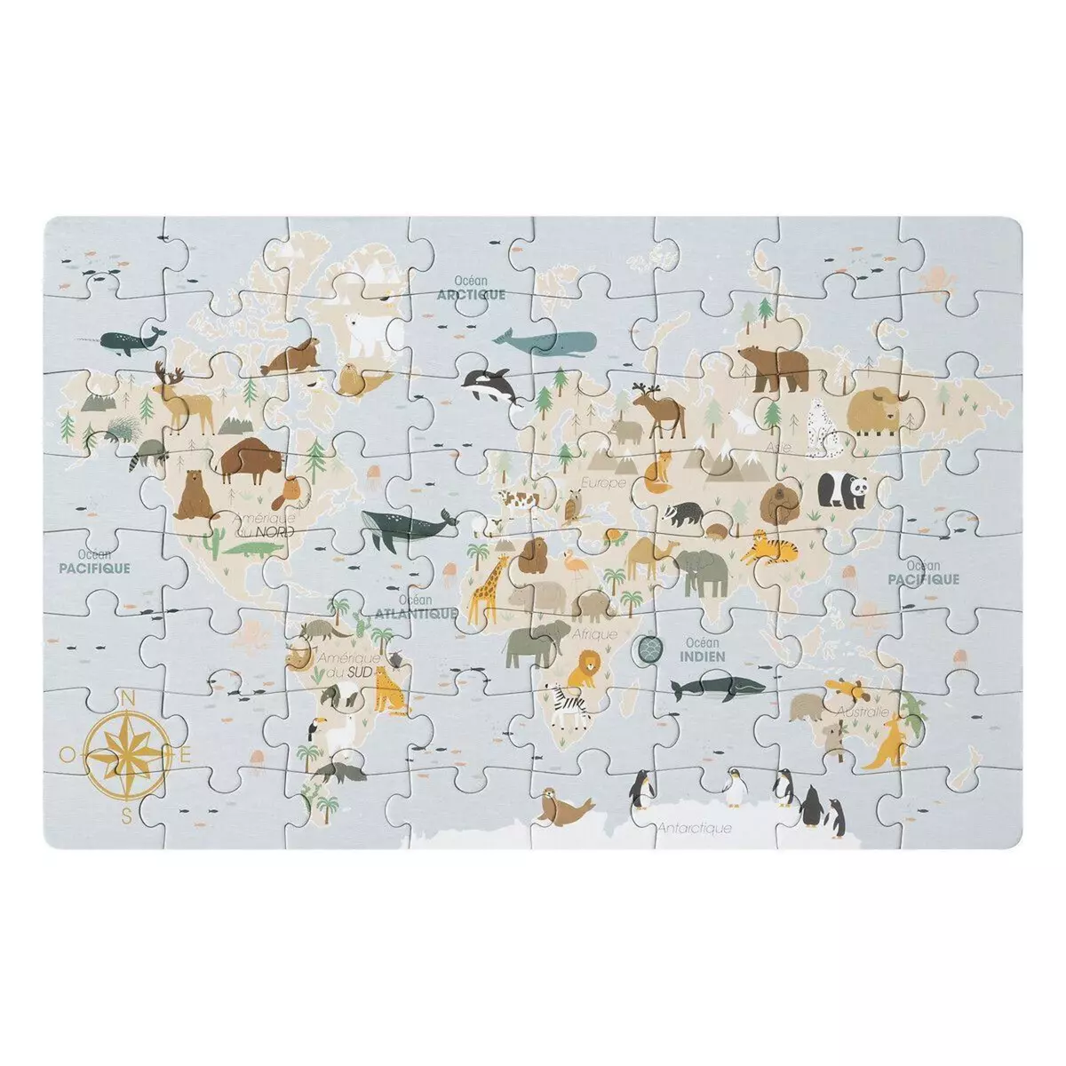 Atmosphera Kids Puzzle Enfant 64 pièces  Carte du Monde  42cm Multicolore
