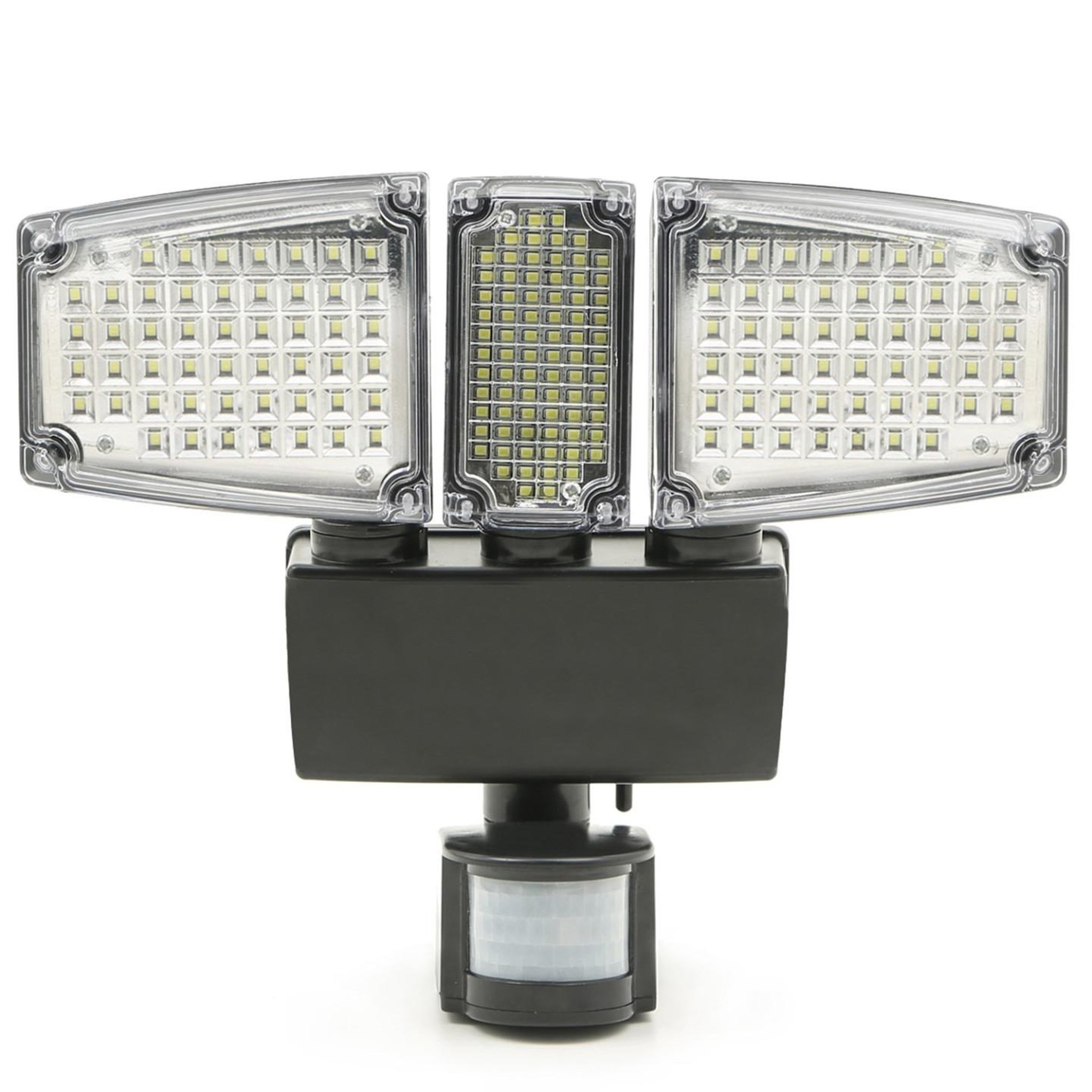 Voir la diapositive 3 : ID MARKET Projecteur solaire 3 têtes 178 led détecteur de mouvement