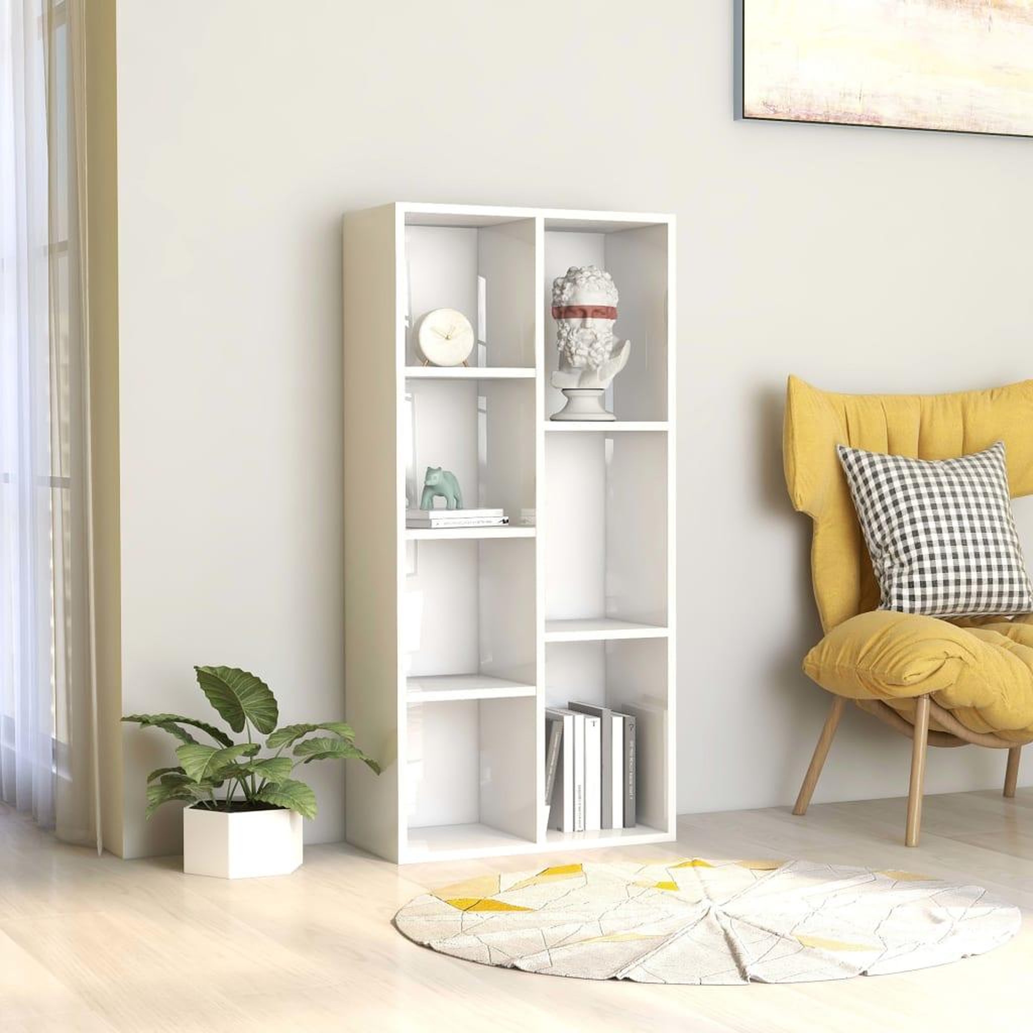 Voir la diapositive 1 : VIDAXL Bibliotheque Blanc brillant 50x25x106 cm Bois d'ingenierie