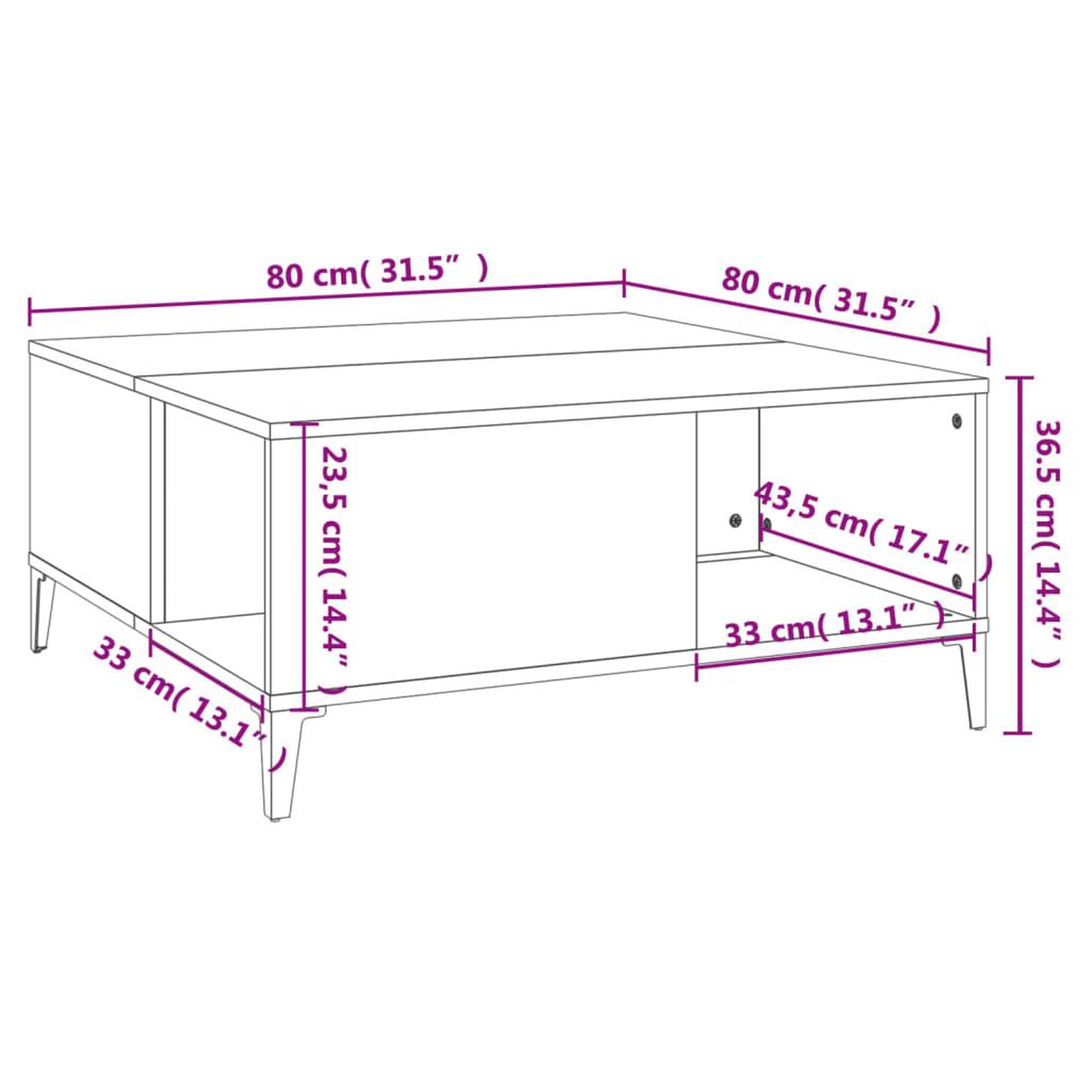 Voir la diapositive 6 : VIDAXL Table basse chene marron 80x80x36,5 cm bois d'ingenierie
