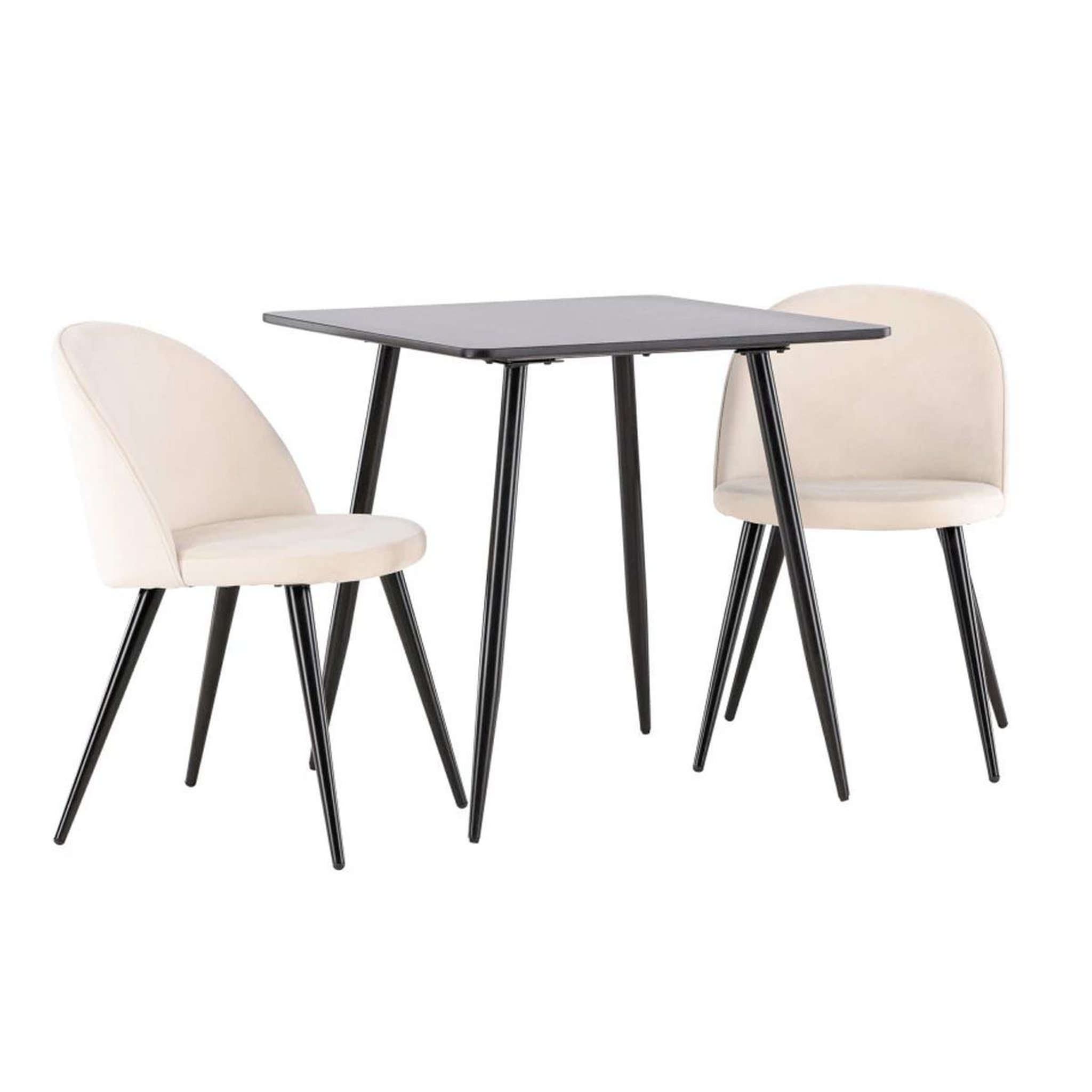 Voir la diapositive 2 : Paris Prix Ensemble table à manger & 2 chaises  polar & velvet  75cm noir & beige