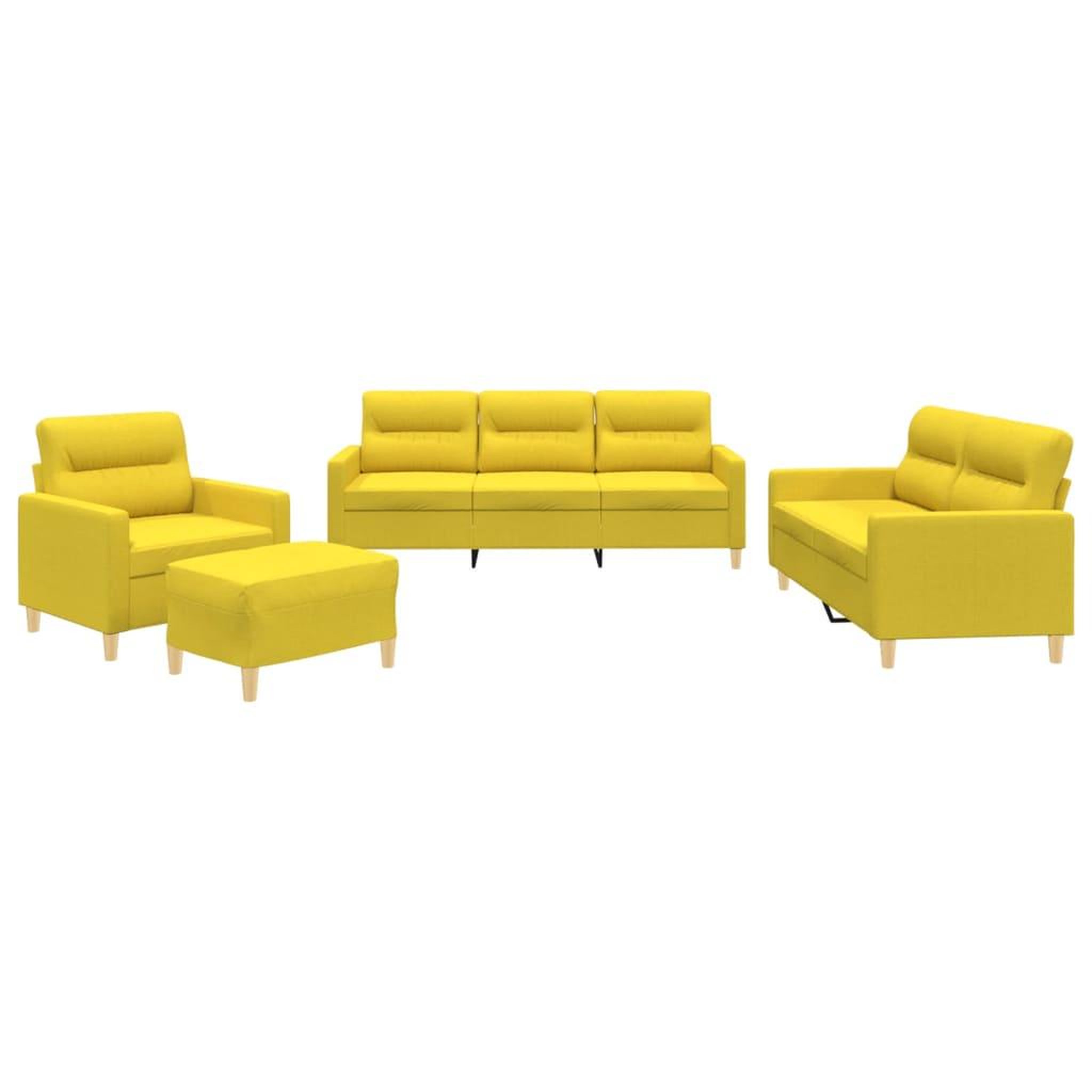 Voir la diapositive 2 : VIDAXL Ensemble de canapes 4 pcs avec coussins Jaune clair Tissu