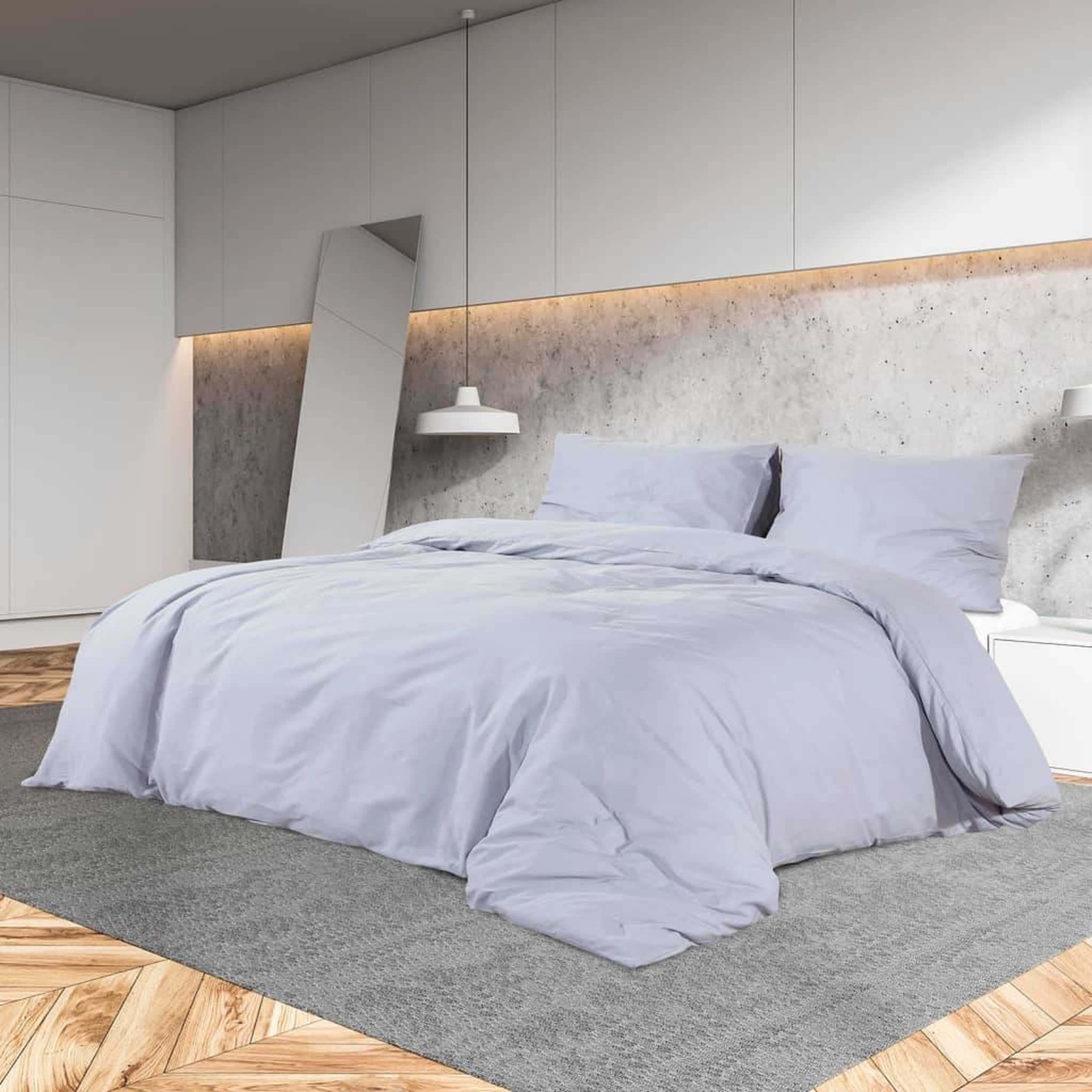 Voir la diapositive 1 : VIDAXL Ensemble de housse de couette Gris 155x220 cm Microfibre legere