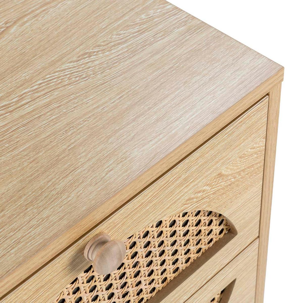 VS VENTA-STOCK Table de chevet Luna 2 tiroirs couleur chêne