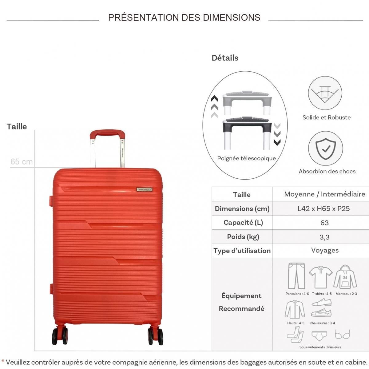 David Jones Valise rigide TSA 65cm