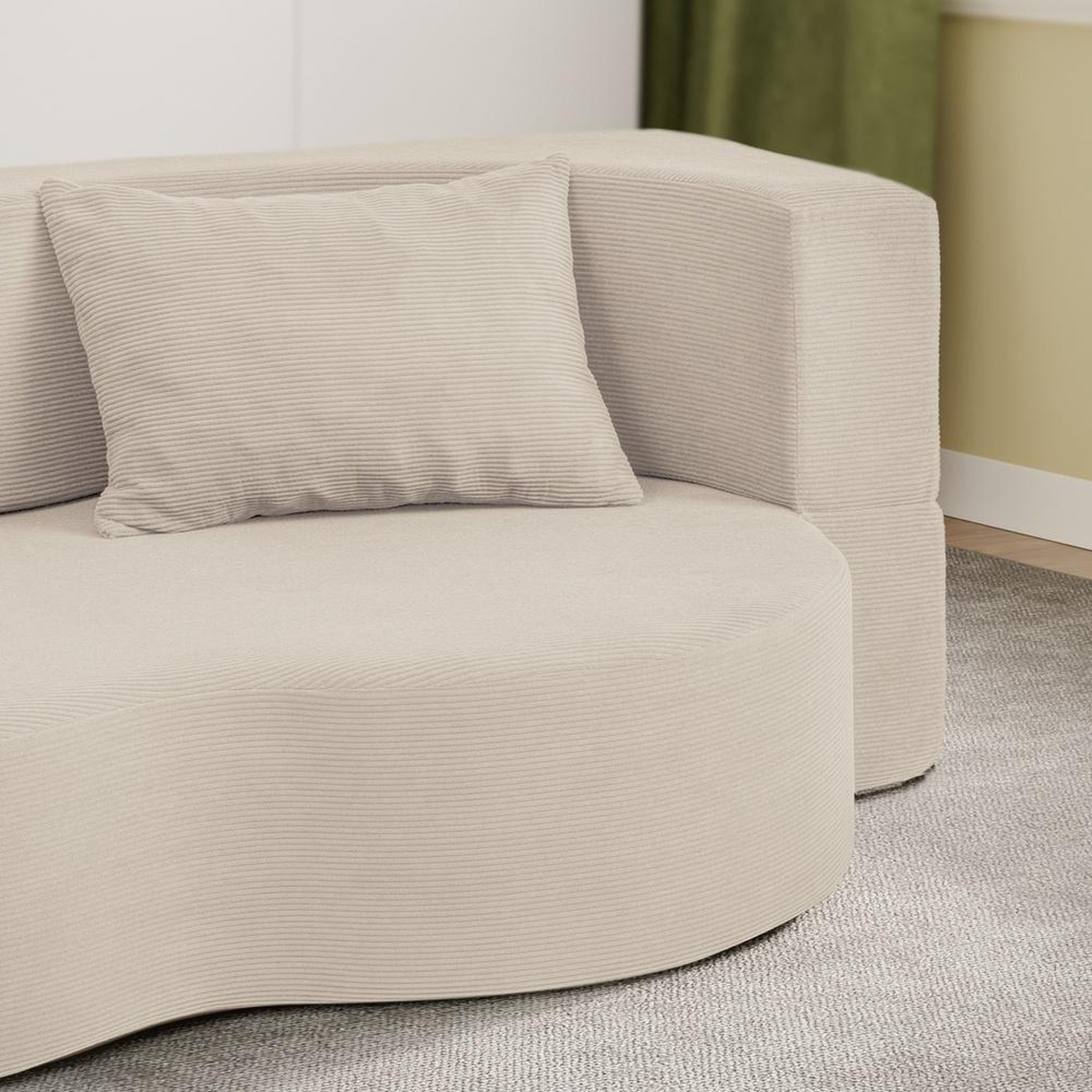 Voir la diapositive 6 : SOBUY Canapé-lit 2 places convertible en velours côtelé beige 177x107x32 cm fst101-mi