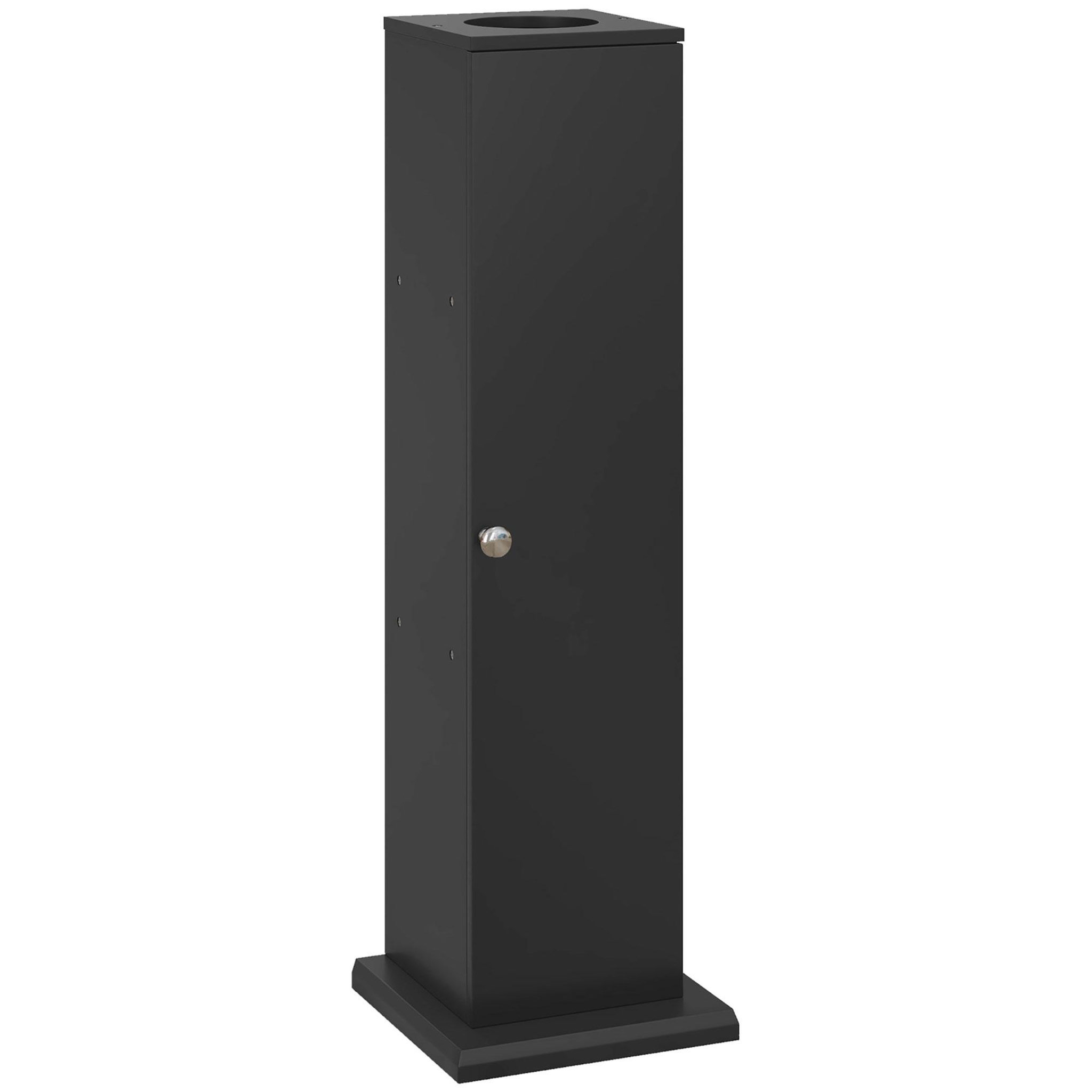 HOMCOM Support papier toilette - porte-papier toilette - armoire pour papier toilette - 3 niveaux + sortie papier mdf noir