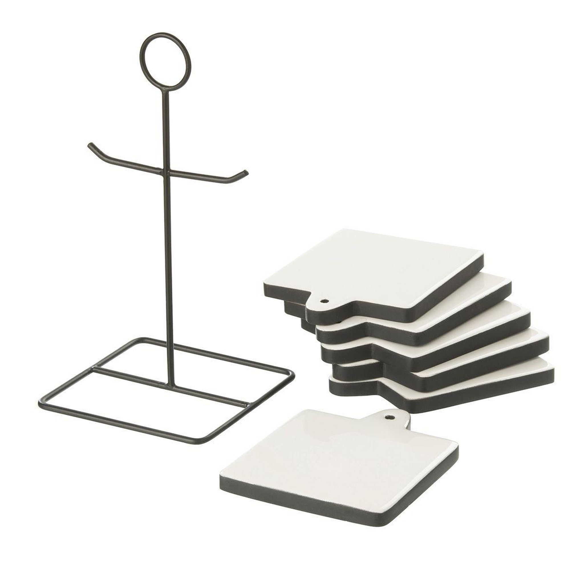 Voir la diapositive 3 : J-LINE Lot de 6 dessous de verre  tokyo  23cm noir & blanc
