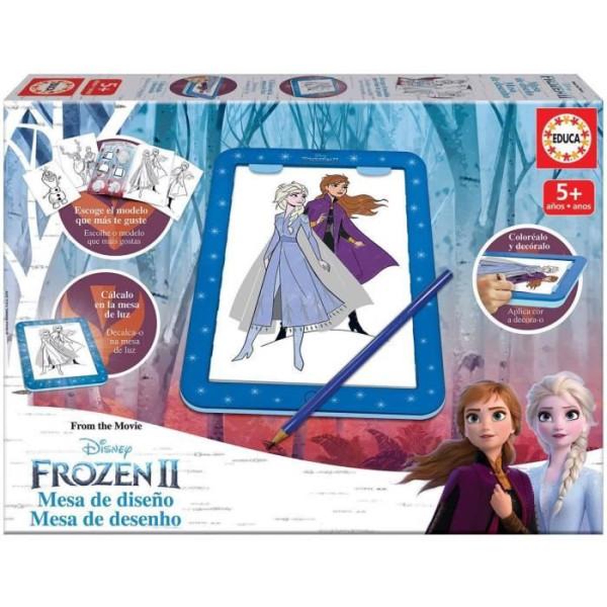 EDUCA Tablette de dessin - EDUCA - Disney La Reine des Neiges - Lumineuse avec 25 modeles - Des 5 ans