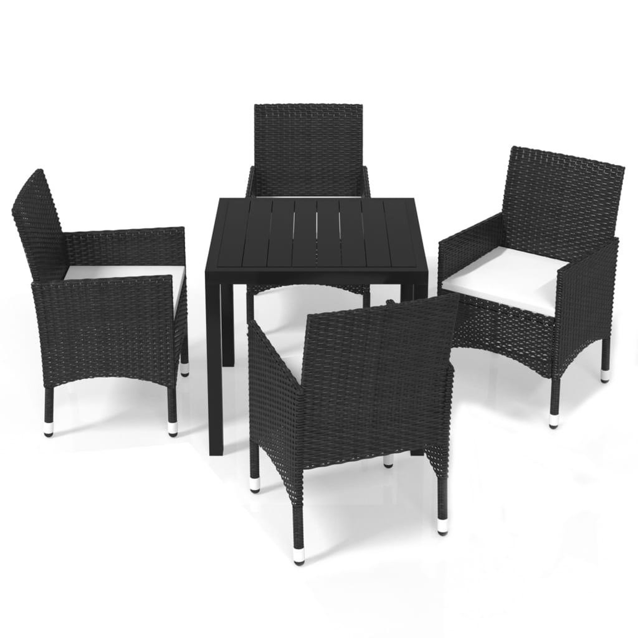 Voir la diapositive 2 : VIDAXL Ensemble a dîner de jardin avec coussins 5 pcs poly rotin noir