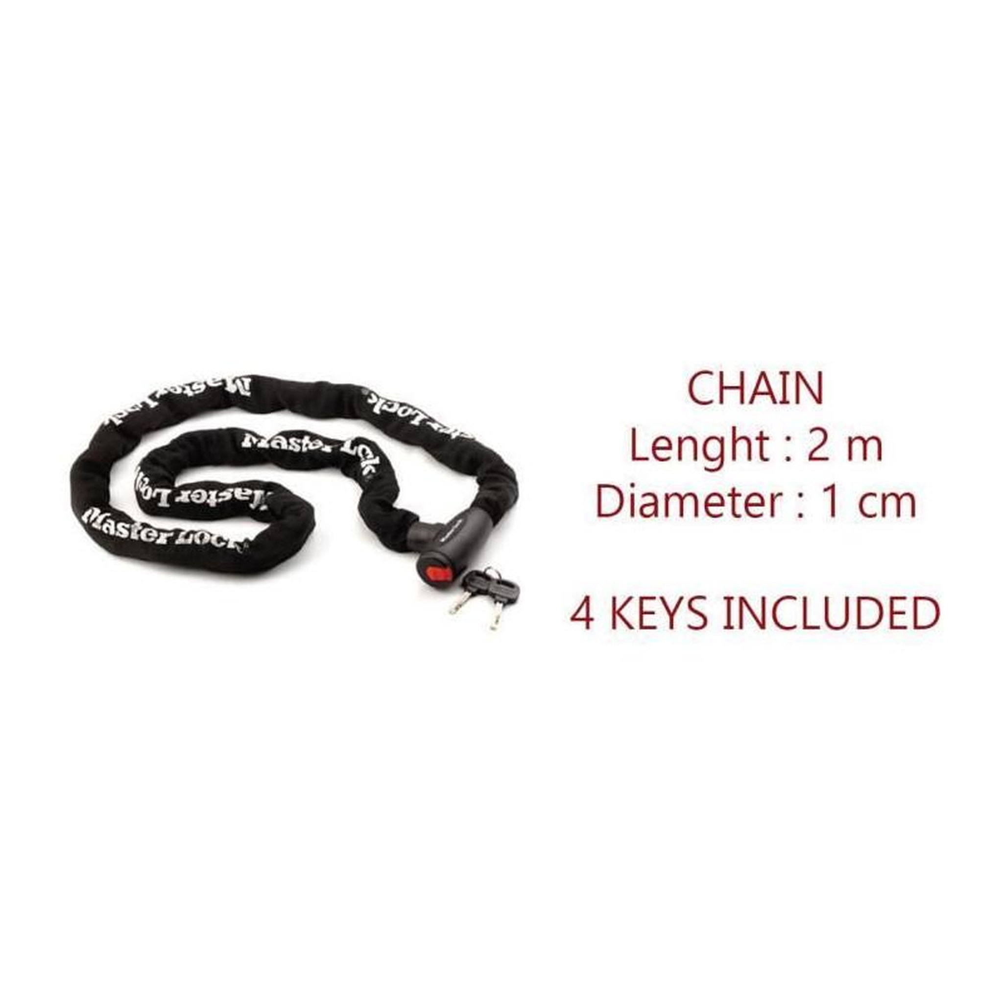Voir la diapositive 2 : Master lock Chaîne Antivol Moto [Clé] [2 m chaîne] 8292EURDPS - Idéal pour les Motos et Scooters