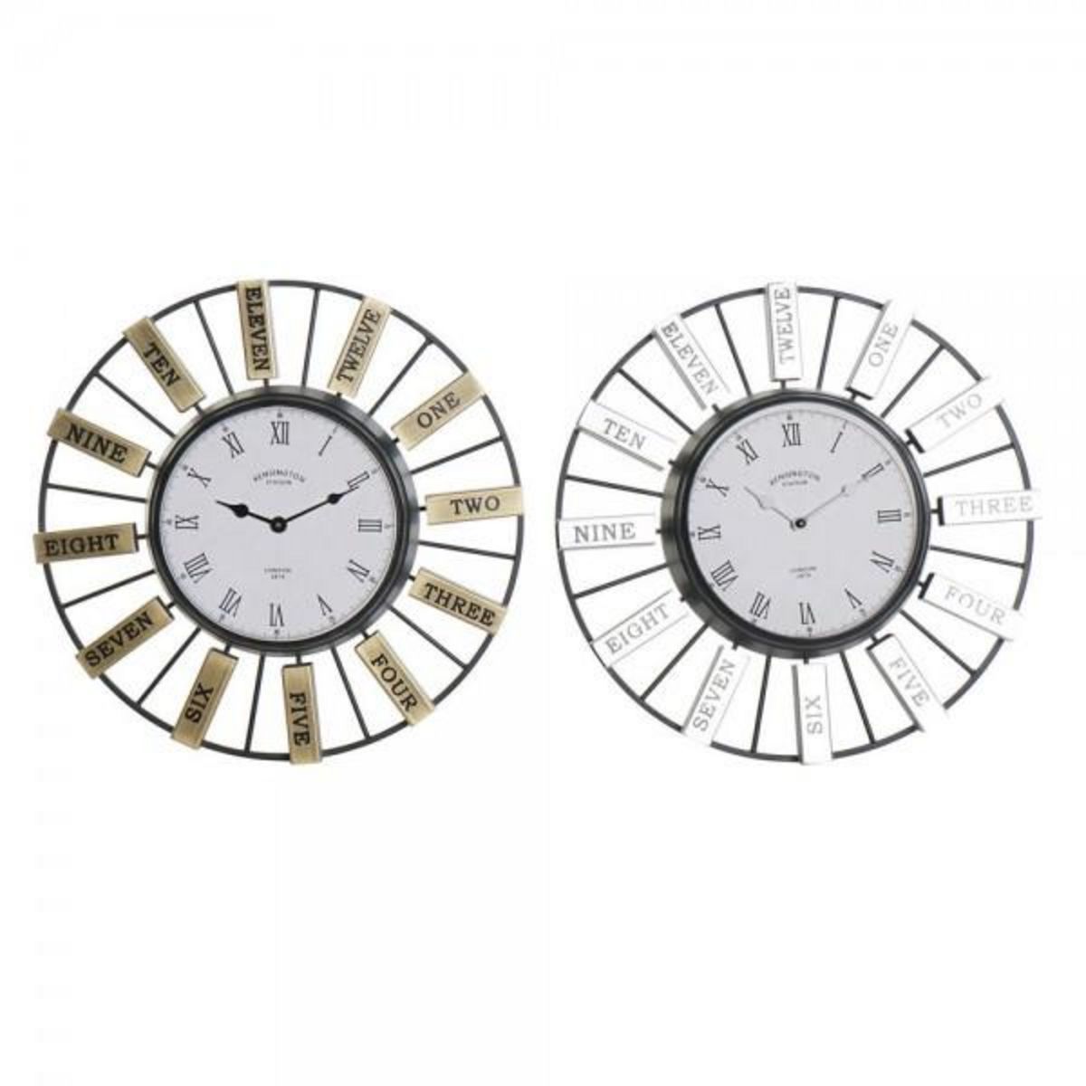 AAAAA Horloge Murale DKD Home Decor 40 x 6,4 x 40 cm Verre Argenté Doré Fer (2 Unités)