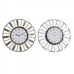 AAAAA Horloge Murale DKD Home Decor 40 x 6,4 x 40 cm Verre Argenté Doré Fer (2 Unités)
