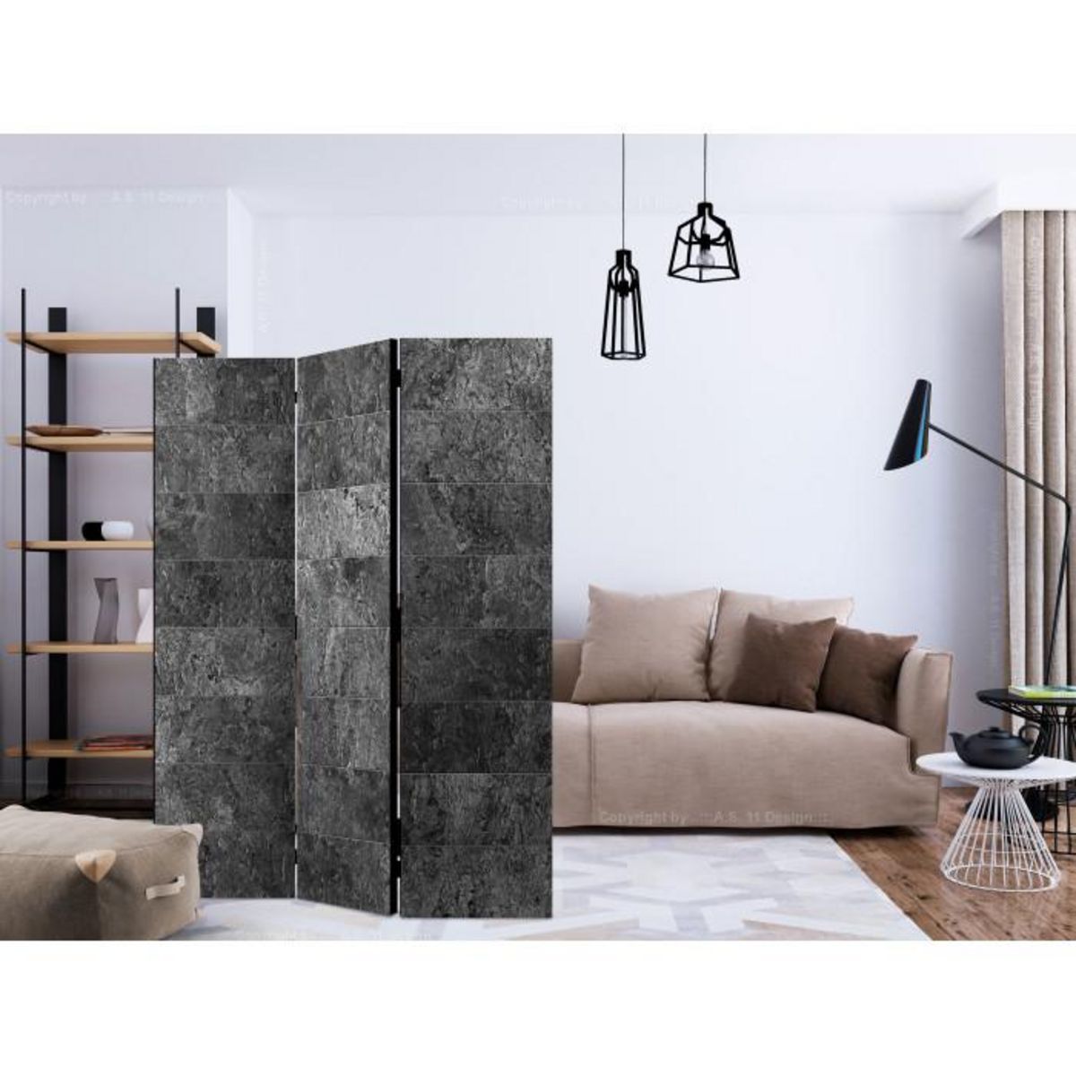 Paris Prix Paravent 3 Volets  Shade of Grey  135x172cm