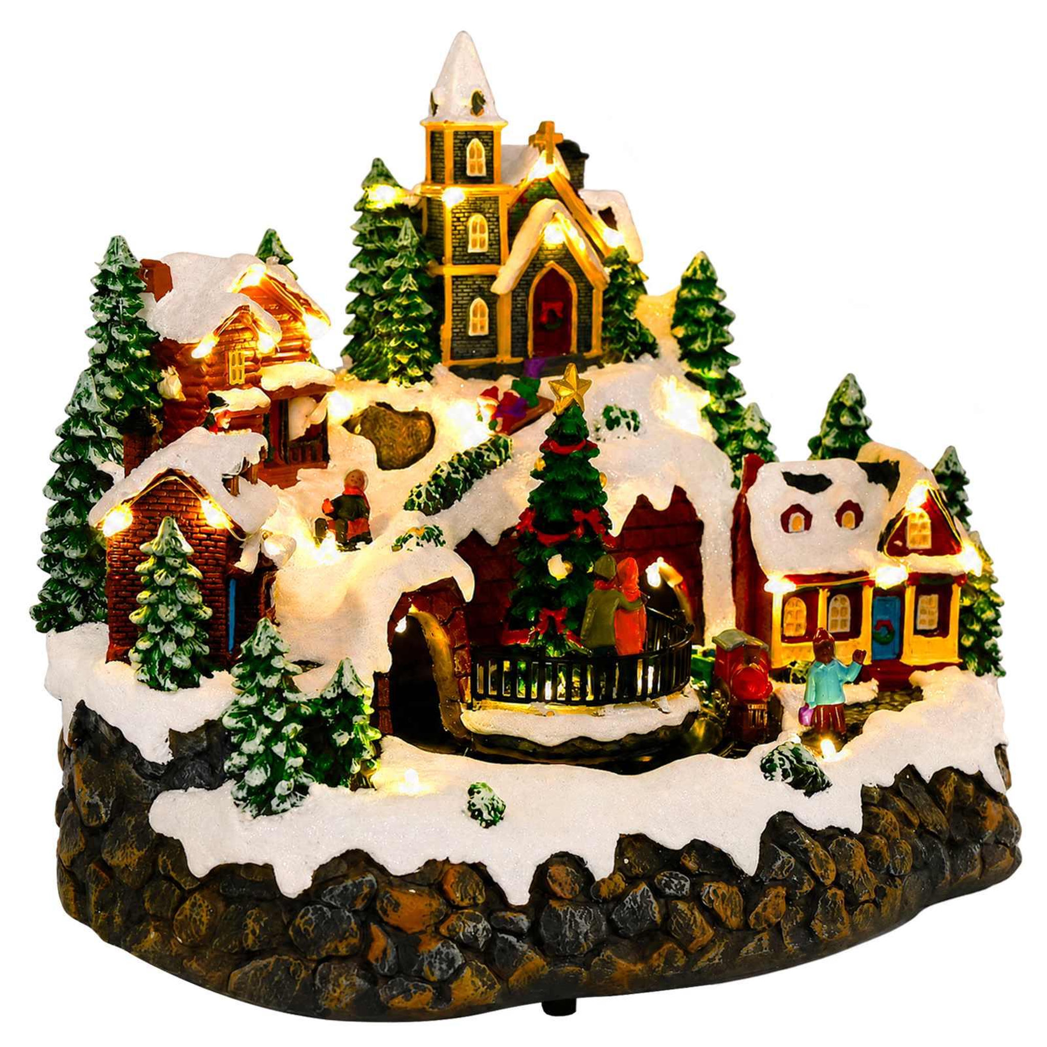 VIDAXL Scene de village de Noël avec train SALO 25,5 x 20 x 23 cm