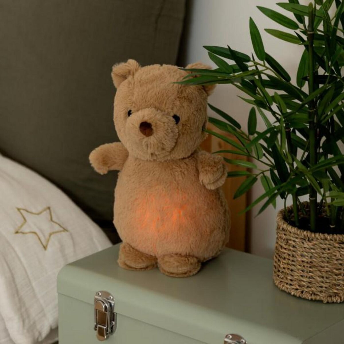 Atmosphera Kids Veilleuse Enfant Multifonctions  Peluche  27cm Marron