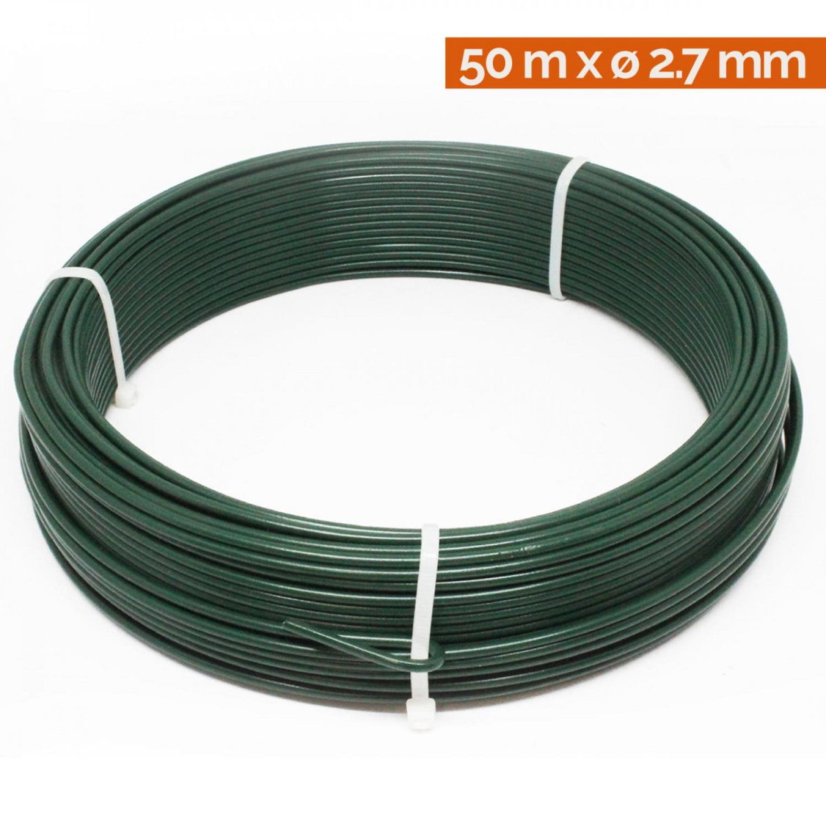 LINXOR Fil de tension en acier galvanisé plastifié pour grillage ou autre - 50 m x 2.7mm Ø - Vert