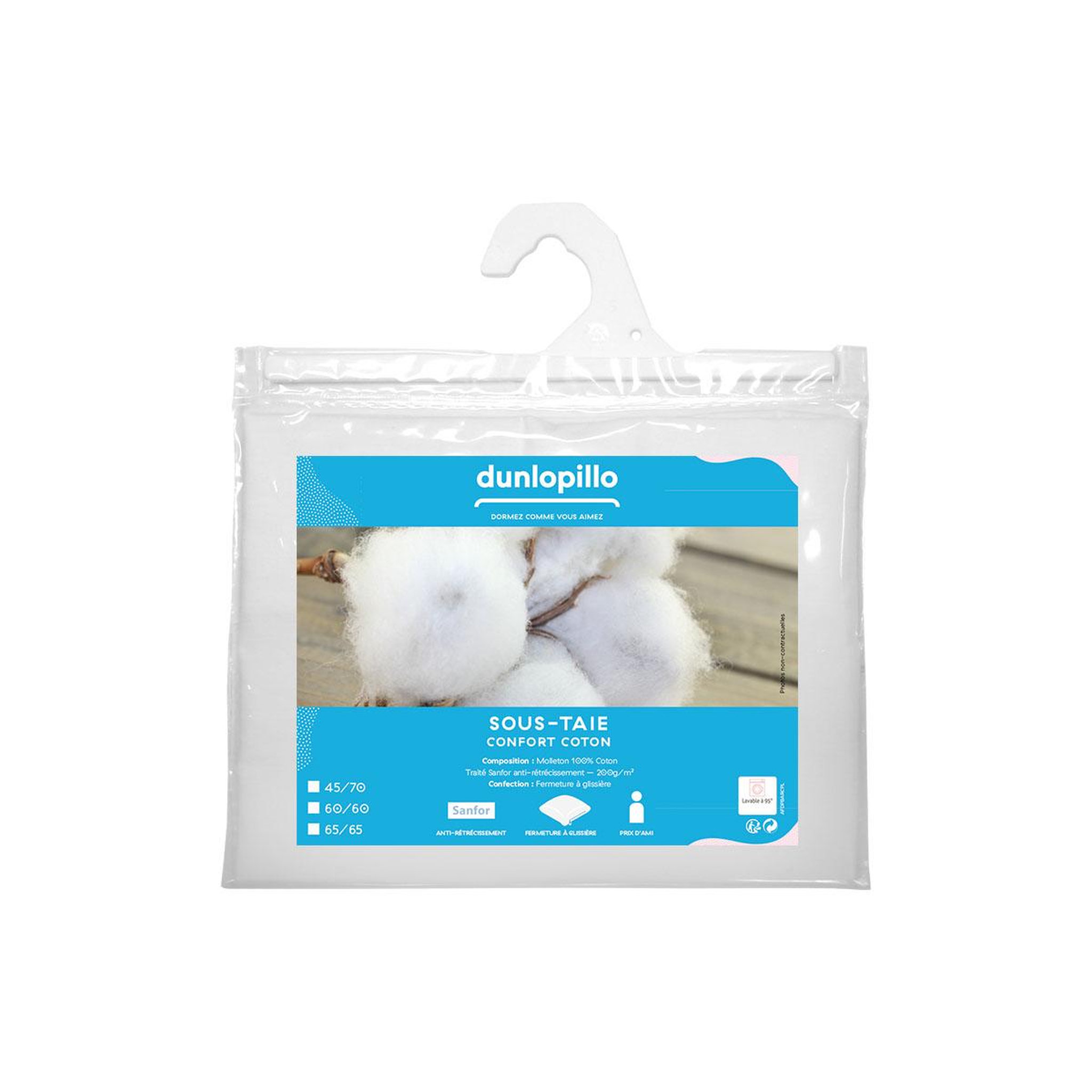 DUNLOPILLO Sous Taie Confort Coton
