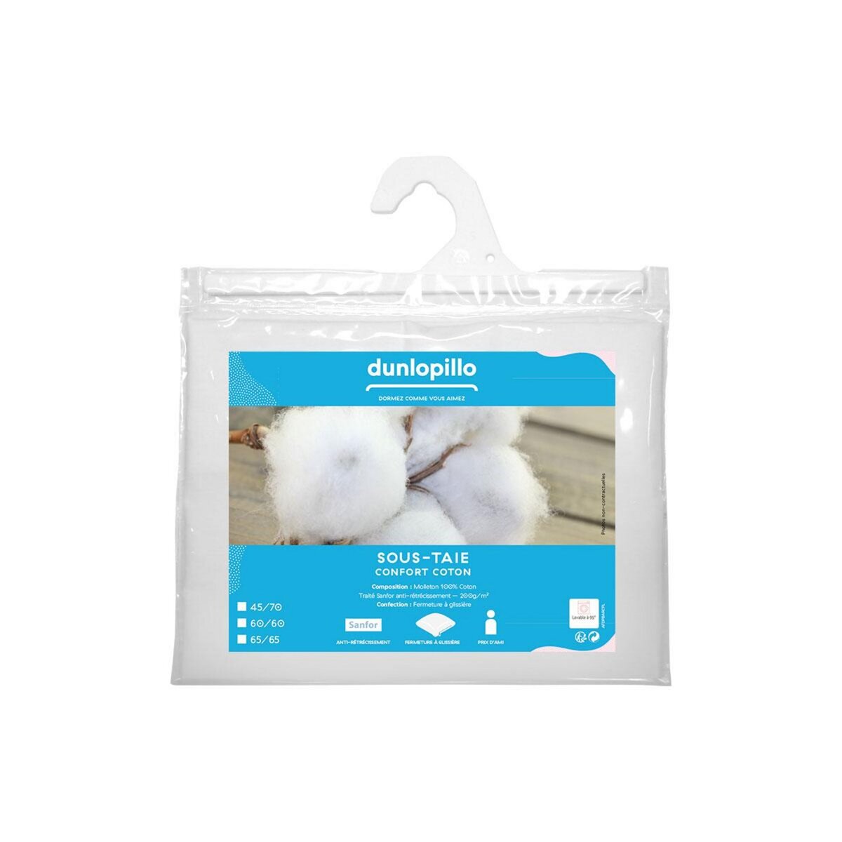 DUNLOPILLO Sous Taie Confort Coton