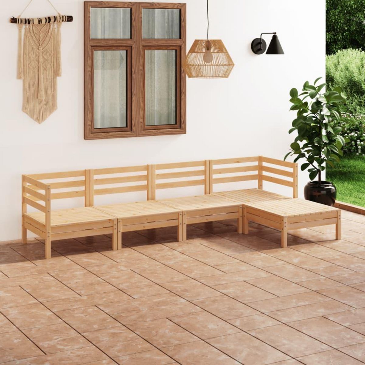 VIDAXL Salon de jardin 5 pcs Bois de pin massif