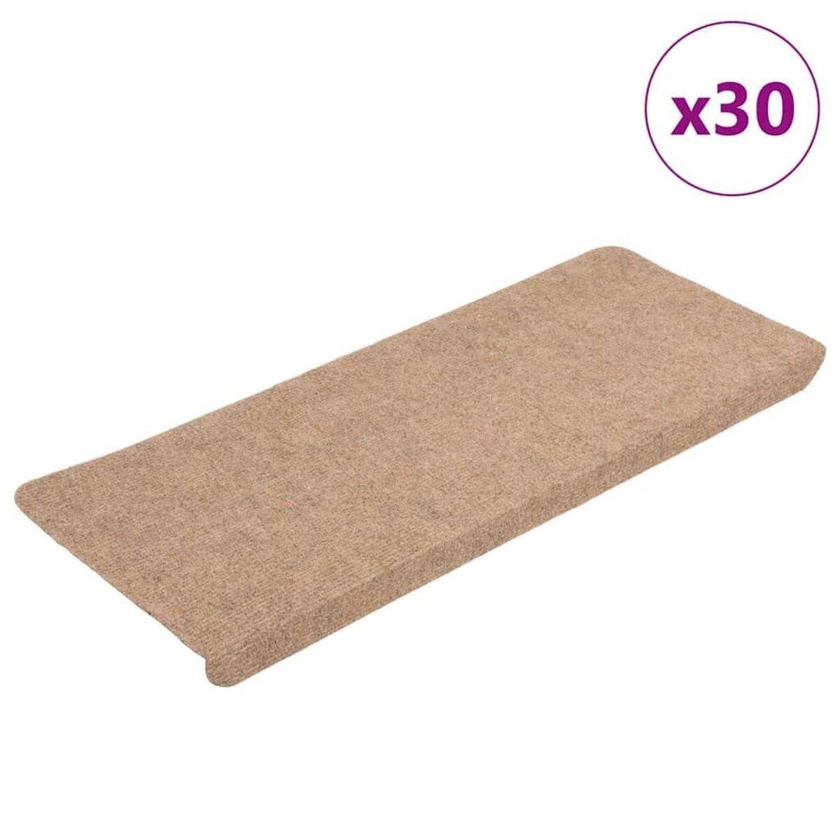 VIDAXL Tapis d'escalier auto-adhesifs 30 pcs beige 65x24,5x3,5 cm
