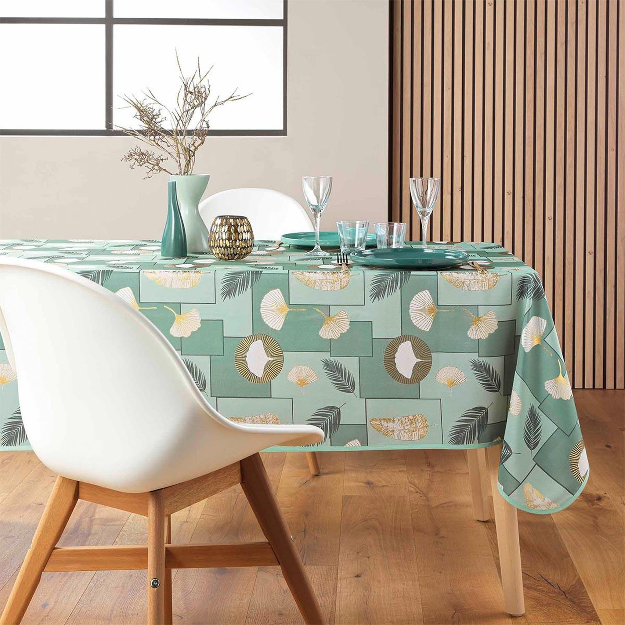 Voir la diapositive 4 : Douceur d'Intérieur Nappe antitache imprimé  natane  145x240cm sauge
