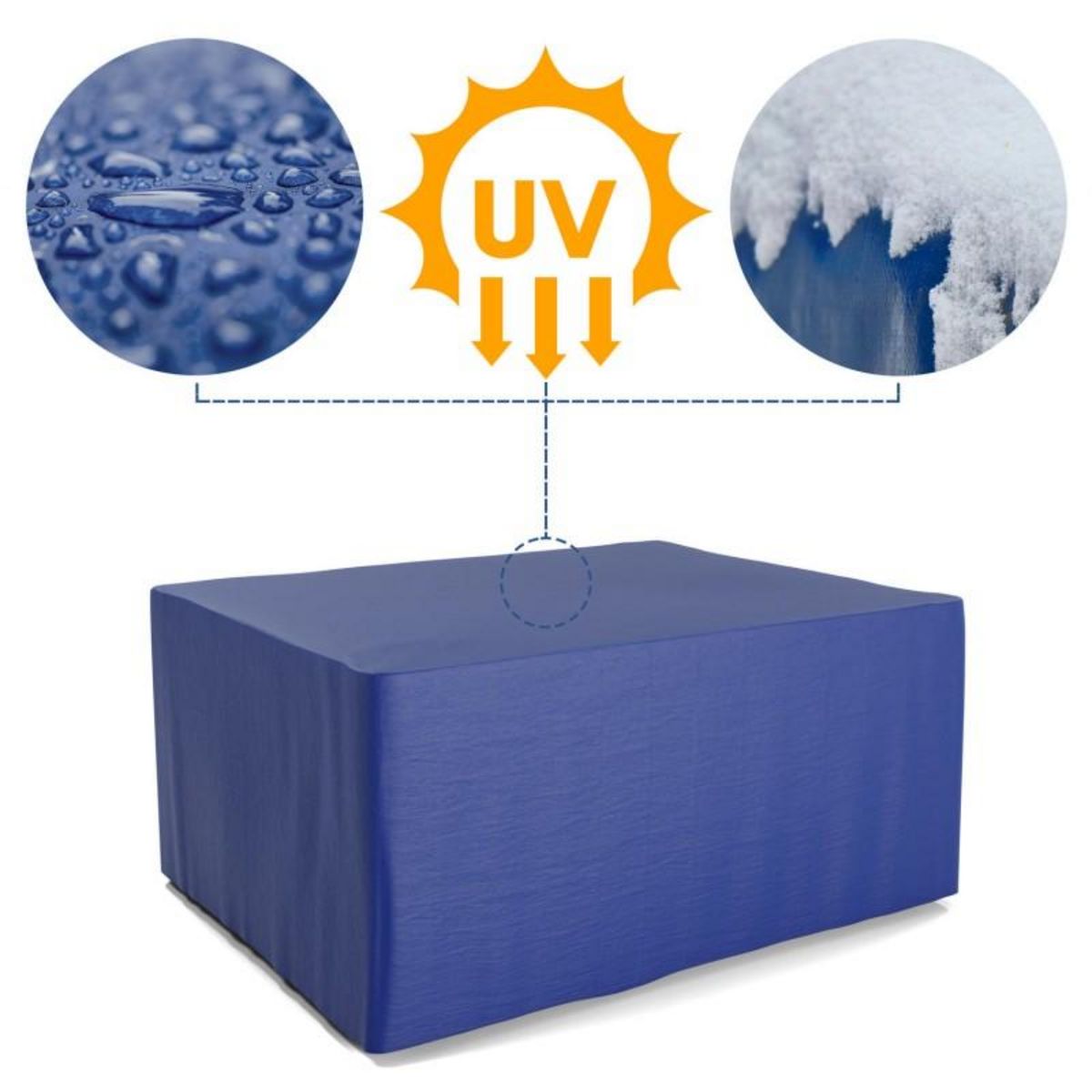 BLUMIE Housse de protection extérieure pour table rectangulaire 150x120x74 cm - Ultra résistant