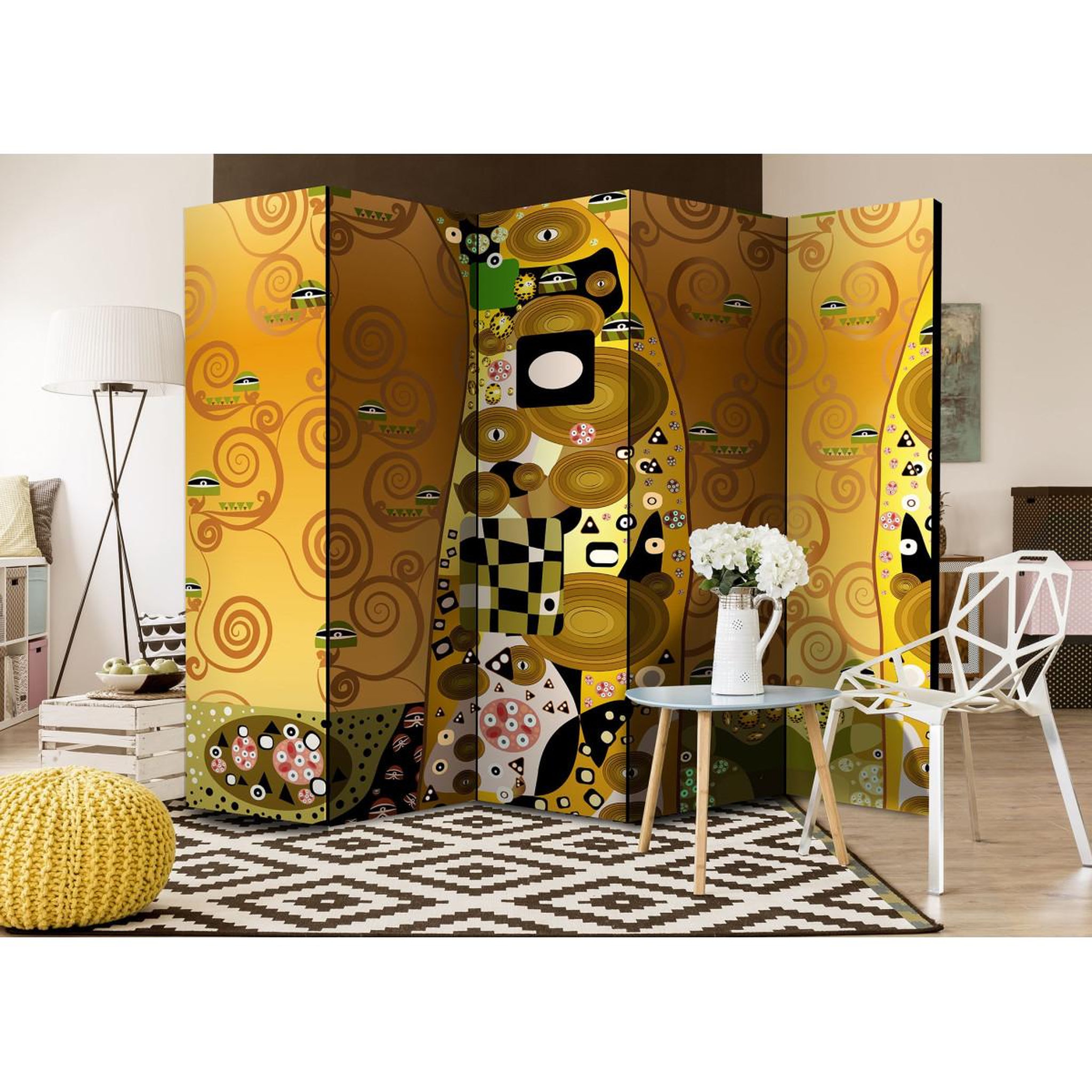 Voir la diapositive 2 : Paris Prix Paravent 5 volets  artistic geometry  172x225cm