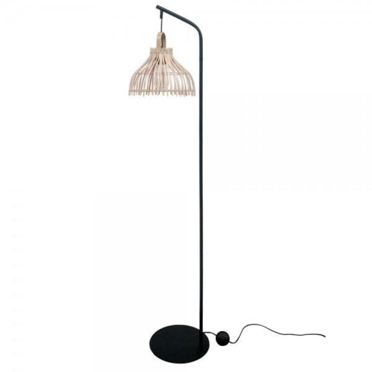 MARKET24 Lampadaire DKD Home Decor Noir Métal Marron Rotin (40 x 40 x 160 cm)