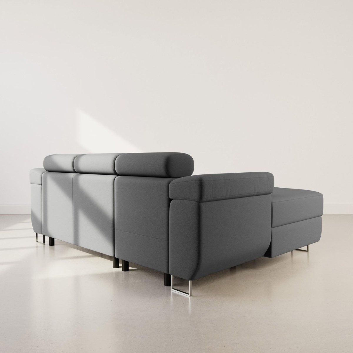 BEST MOBILIER Pablo - canapé d'angle gauche - 6 places - convertible avec coffre et têtières réglables - en velours