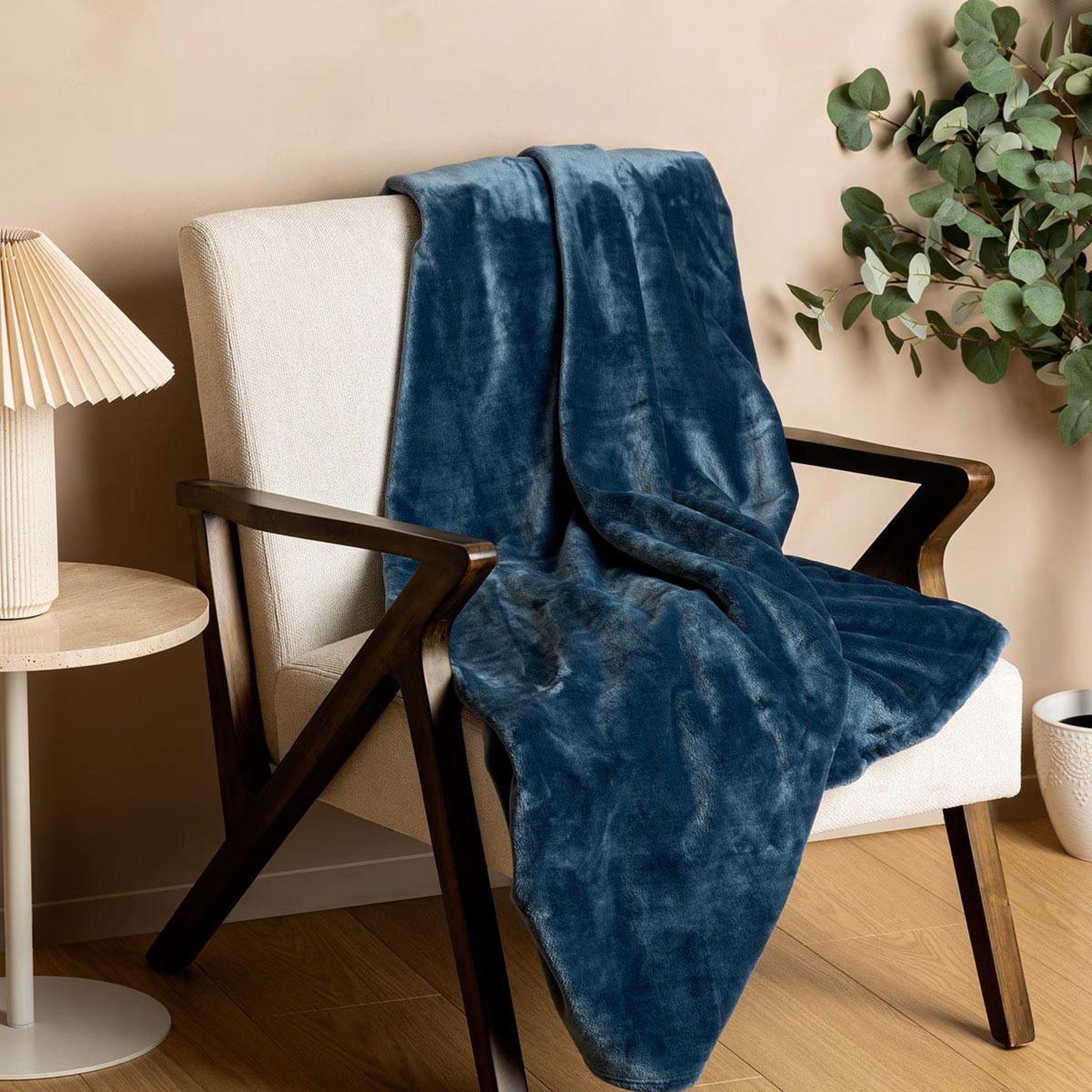 Voir la diapositive 3 : ATMOSPHERA Plaid en flanelle  cuddly  130x180cm bleu égéen