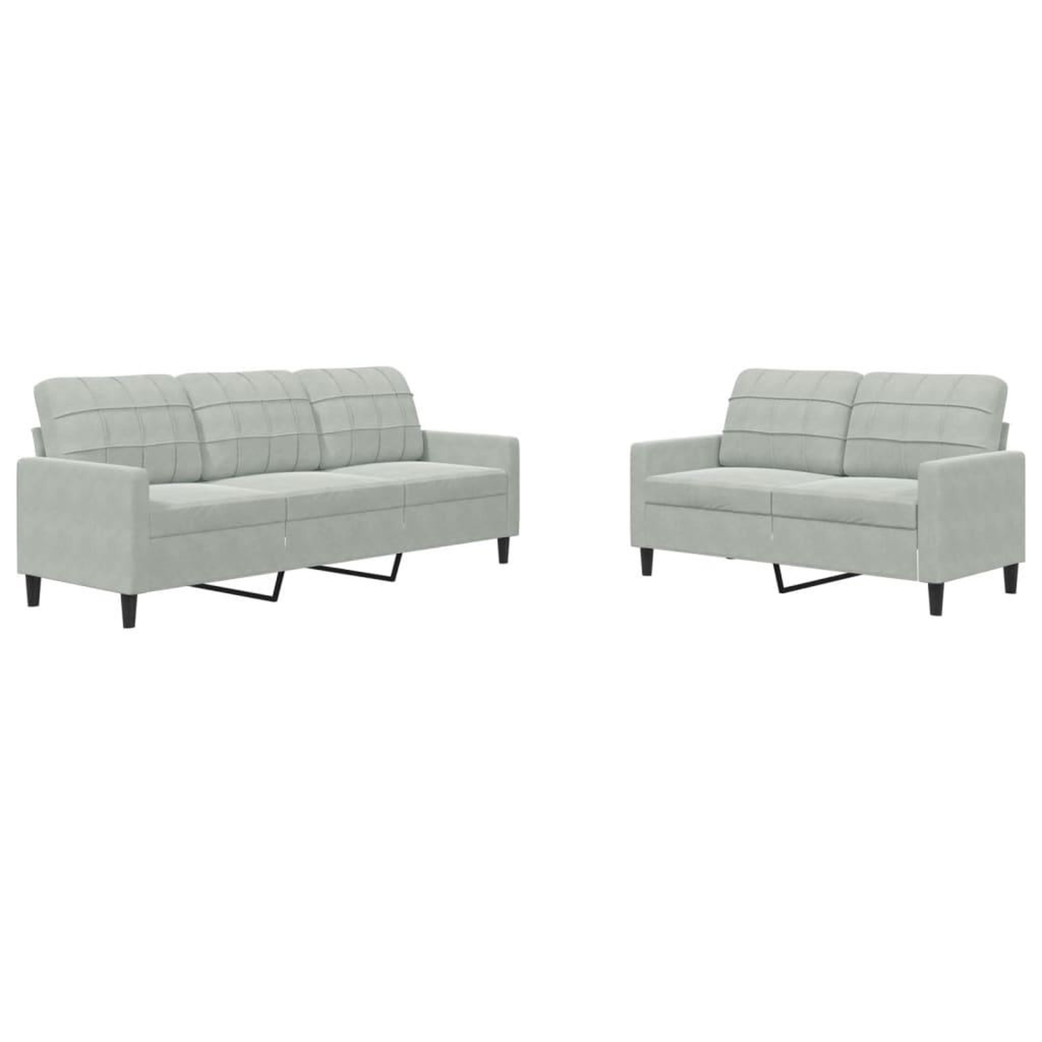 Voir la diapositive 2 : VIDAXL Ensemble de canapes 2 pcs avec coussins Gris clair Velours