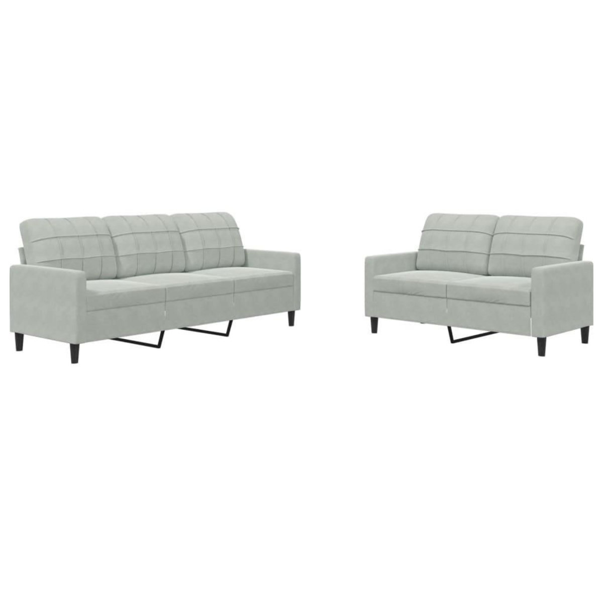 VIDAXL Ensemble de canapes 2 pcs avec coussins Gris clair Velours