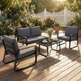 Voir la diapositive 6 : OUTSUNNY Salon de jardin design noir 4 places 4 pièces épais coussins déhoussables