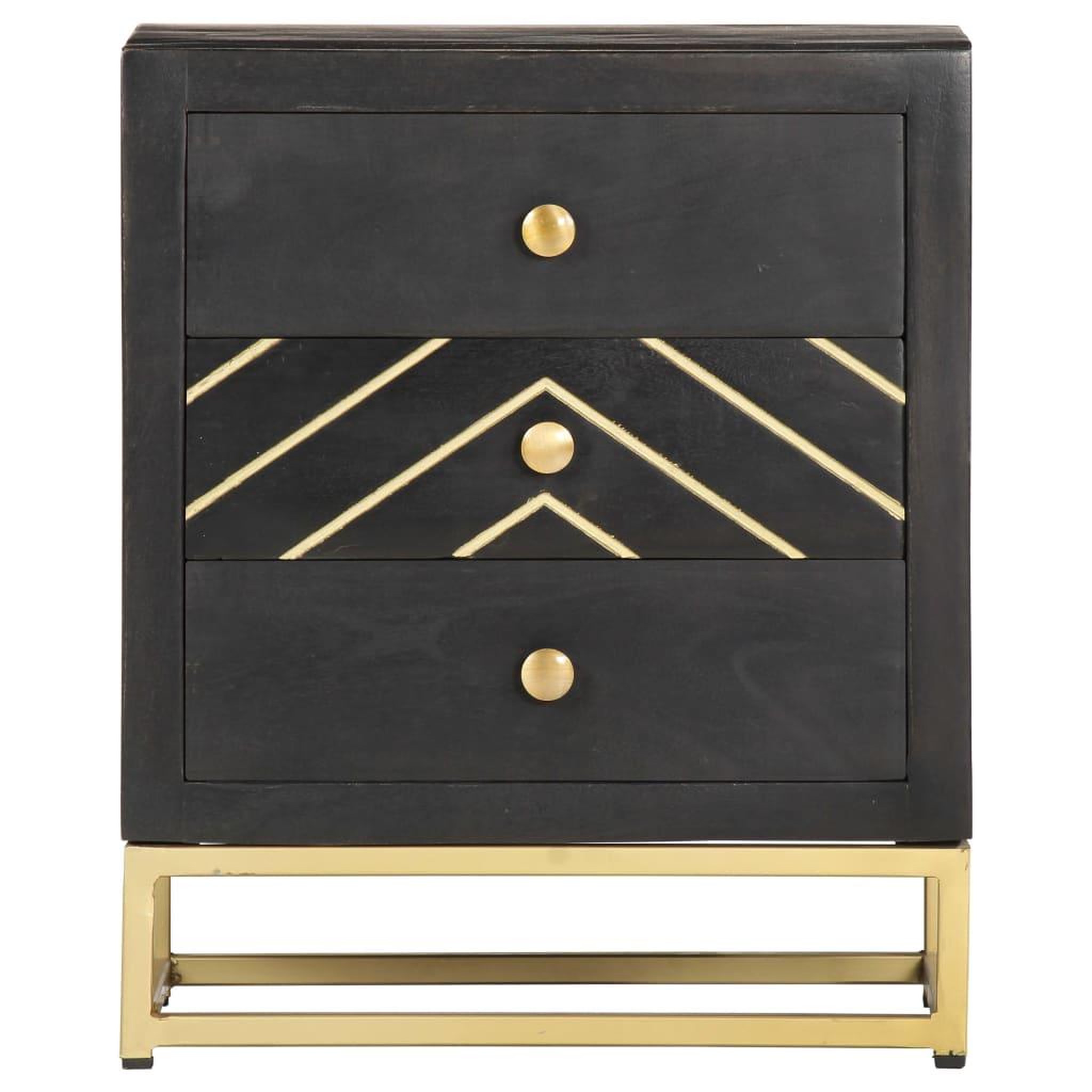 Voir la diapositive 2 : VIDAXL Table de chevet noir et dore 40x30x50cm bois de manguier massif