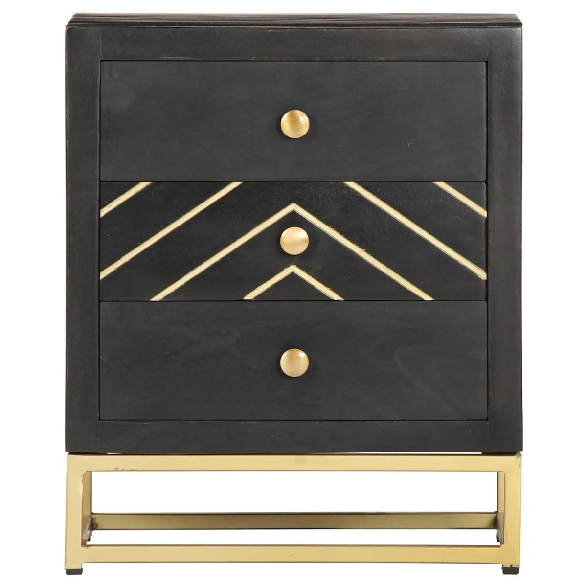VIDAXL Table de chevet Noir et dore 40x30x50cm Bois de manguier massif