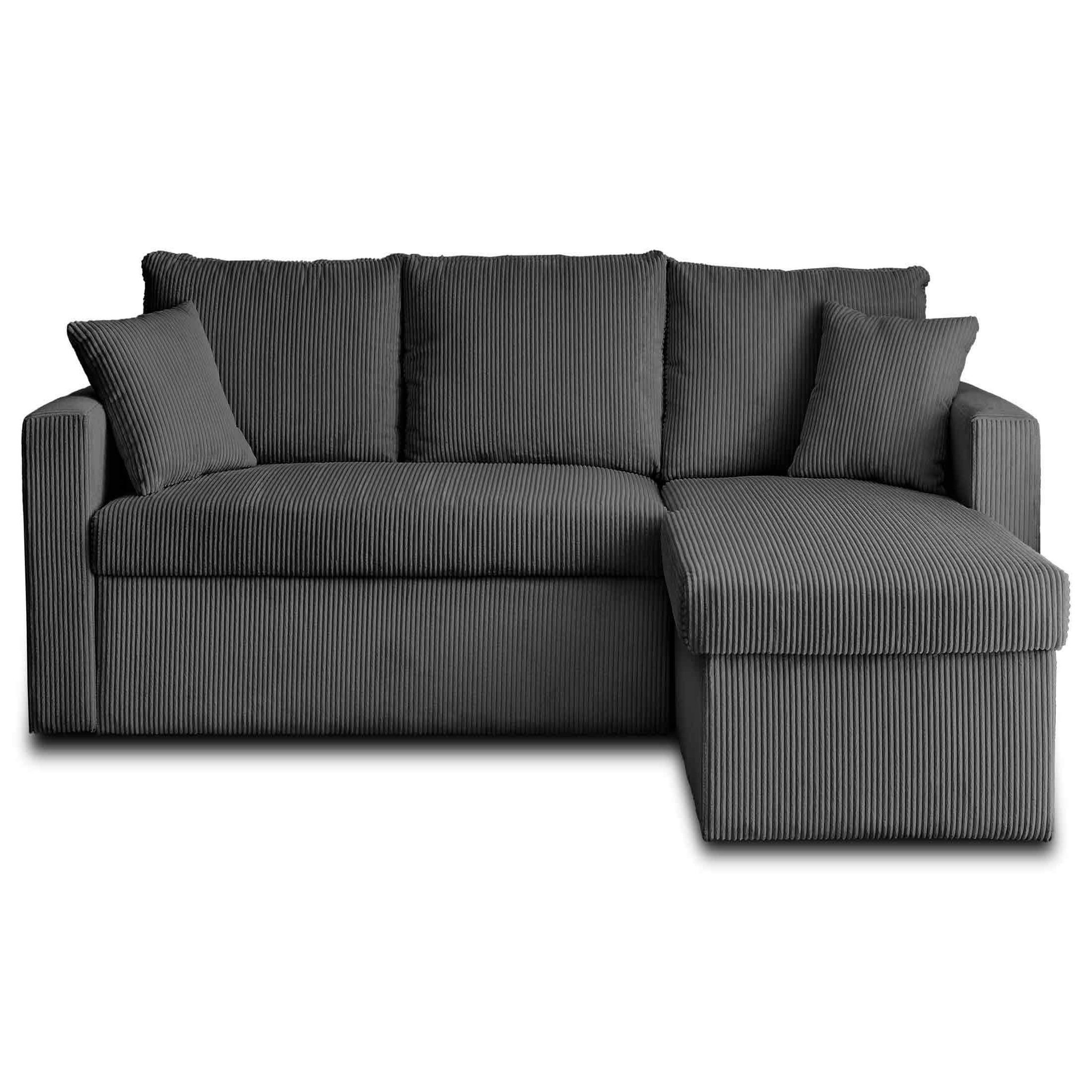Voir la diapositive 6 : BEST MOBILIER Cyrus - canapé d'angle réversible 4 places - convertible avec coffre - en velours côtelé