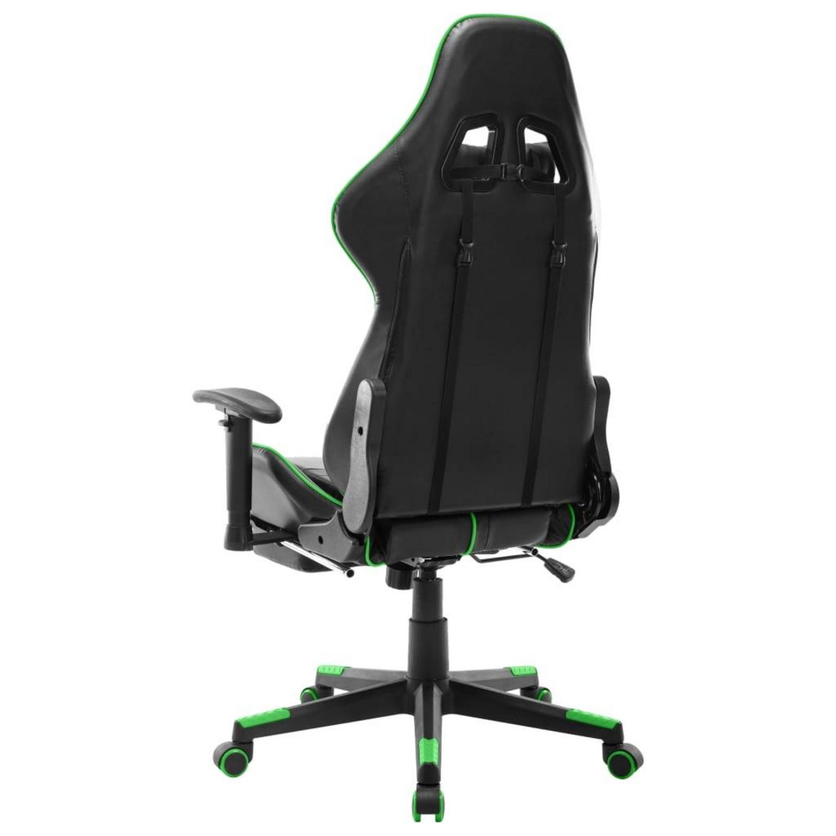 VIDAXL Chaise de jeu avec repose-pied Noir et vert Cuir artificiel