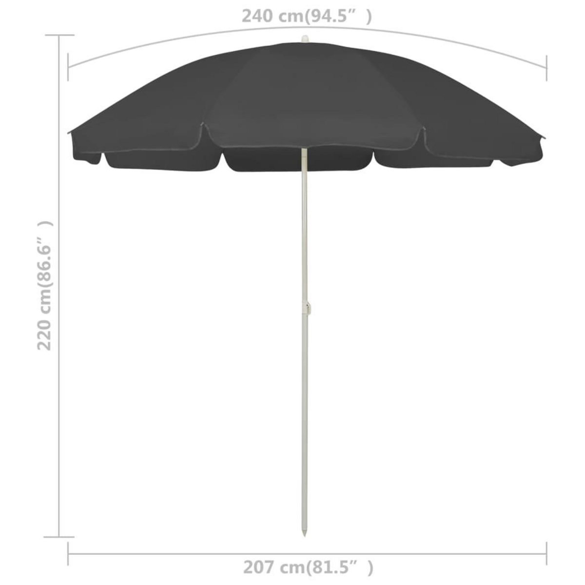 VIDAXL Parasol de plage anthracite 240 cm