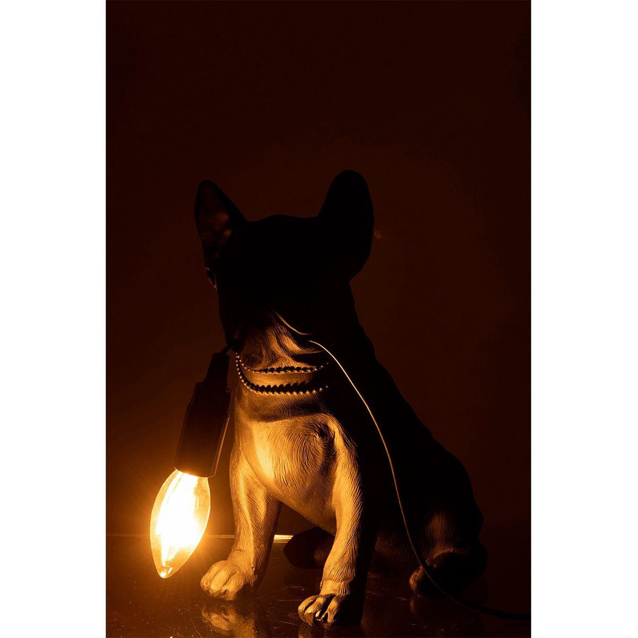 Voir la diapositive 3 : J-LINE Lampe à poser déco  bulldog  28cm noir