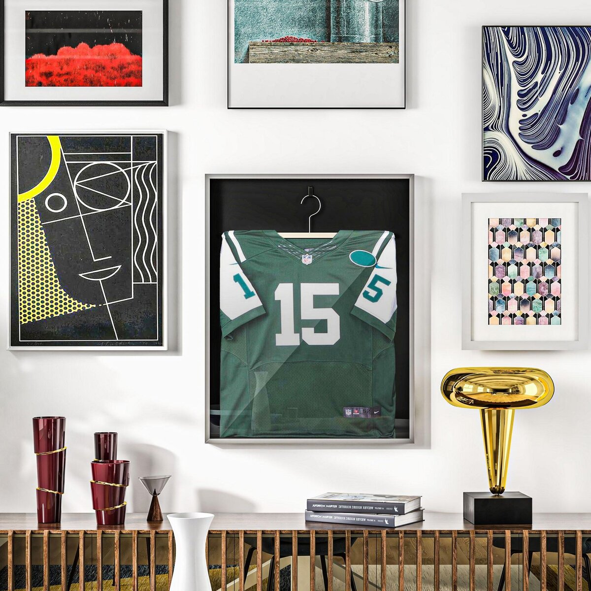 HOMCOM Frame box T-frame cadre aluminium pour maillot porte acrylique doublure interne feutre 70 x 90 cm argent