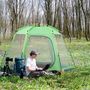 Voir la diapositive 2 : OUTSUNNY Tente de camping familiale 6 personnes montage instantanée Pop-up 4 fenêtres 2 portes dim. 320L x 320l x 176H cm fibre verre polyester vert gris