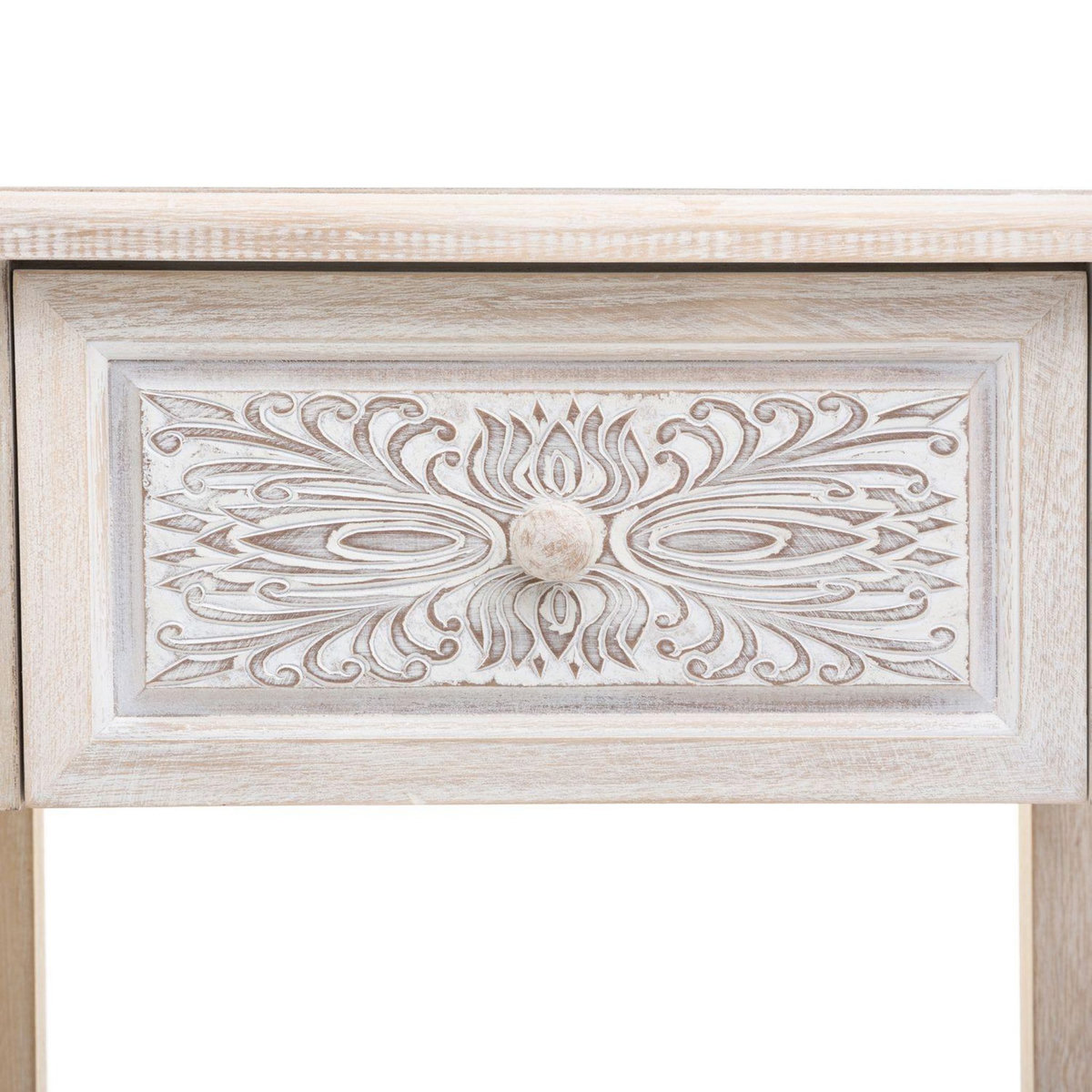 ATMOSPHERA Table de chevet Hina 1 tiroir - Hauteur 67,5 cm - Bois blanchi